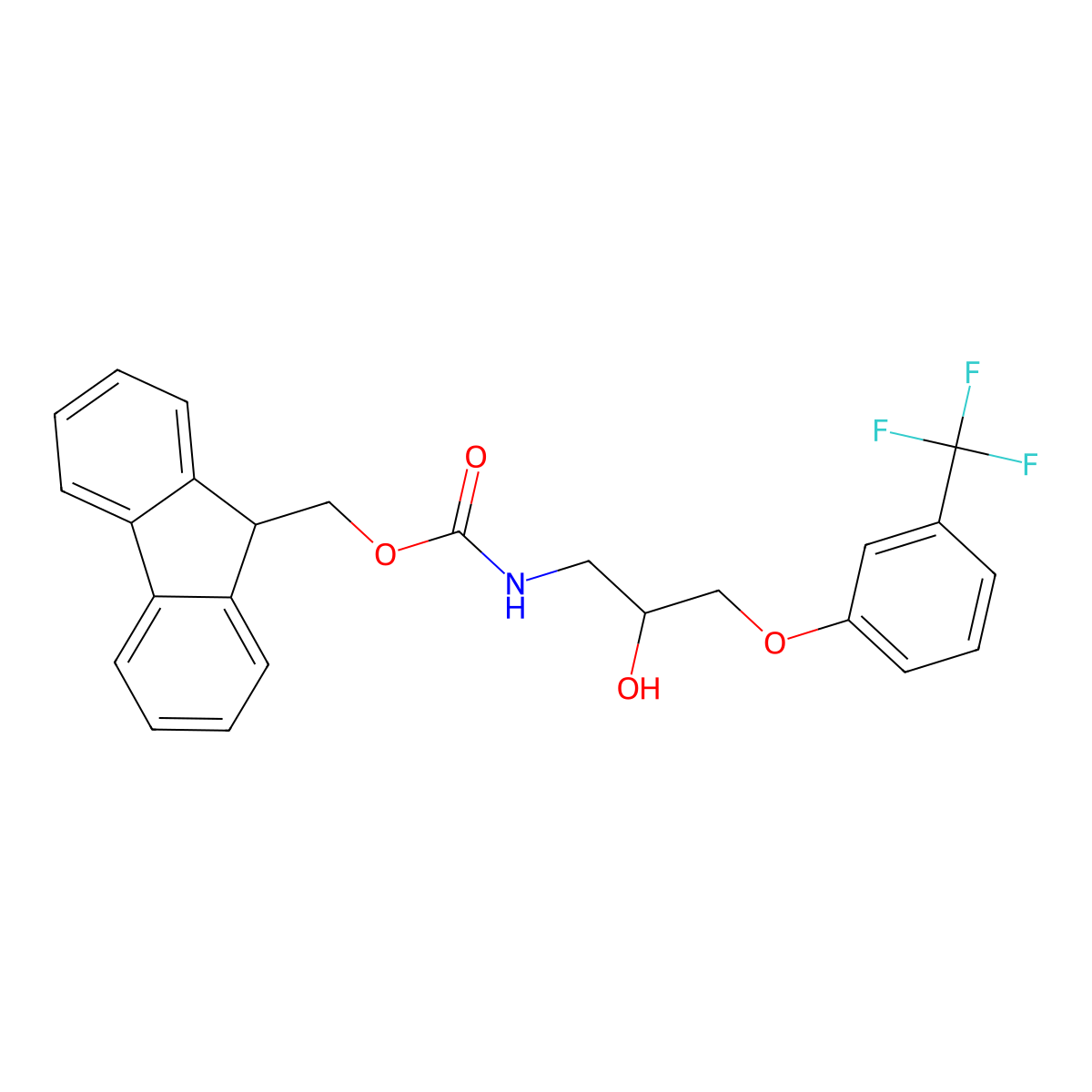 (9H-fluoren-9-yl)methyl N-{2-hydroxy-3-[3-(trifluoromethyl)phenoxy]propyl}carbamate molecular structure, CAS 2764016-31-9
