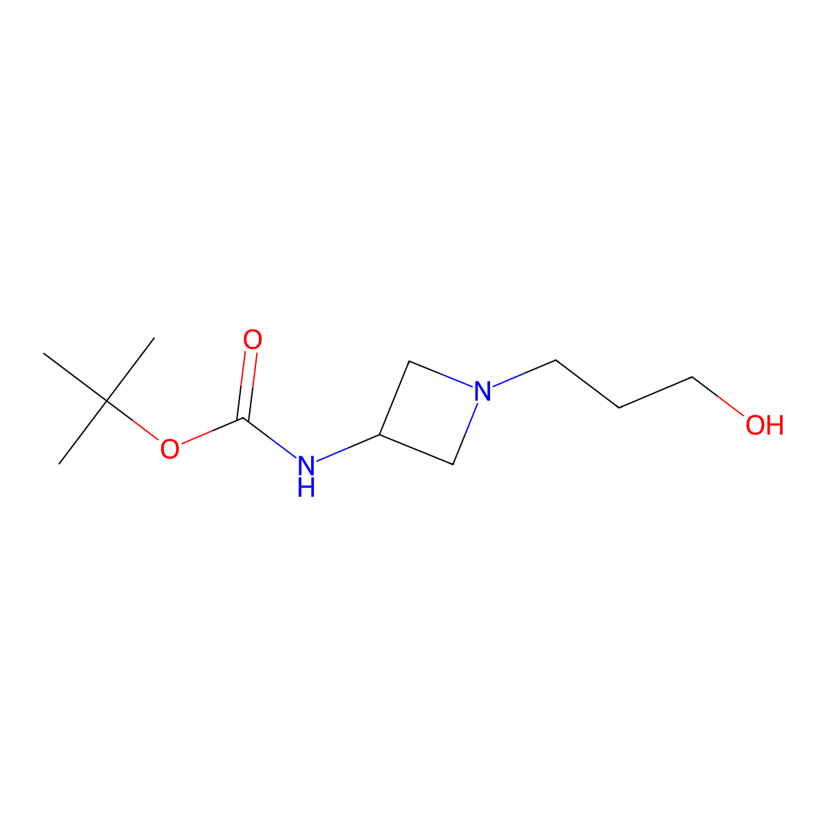 tert-butyl N-[1-(3-hydroxypropyl)azetidin-3-yl]carbamate molecular structure, CAS 2764016-33-1