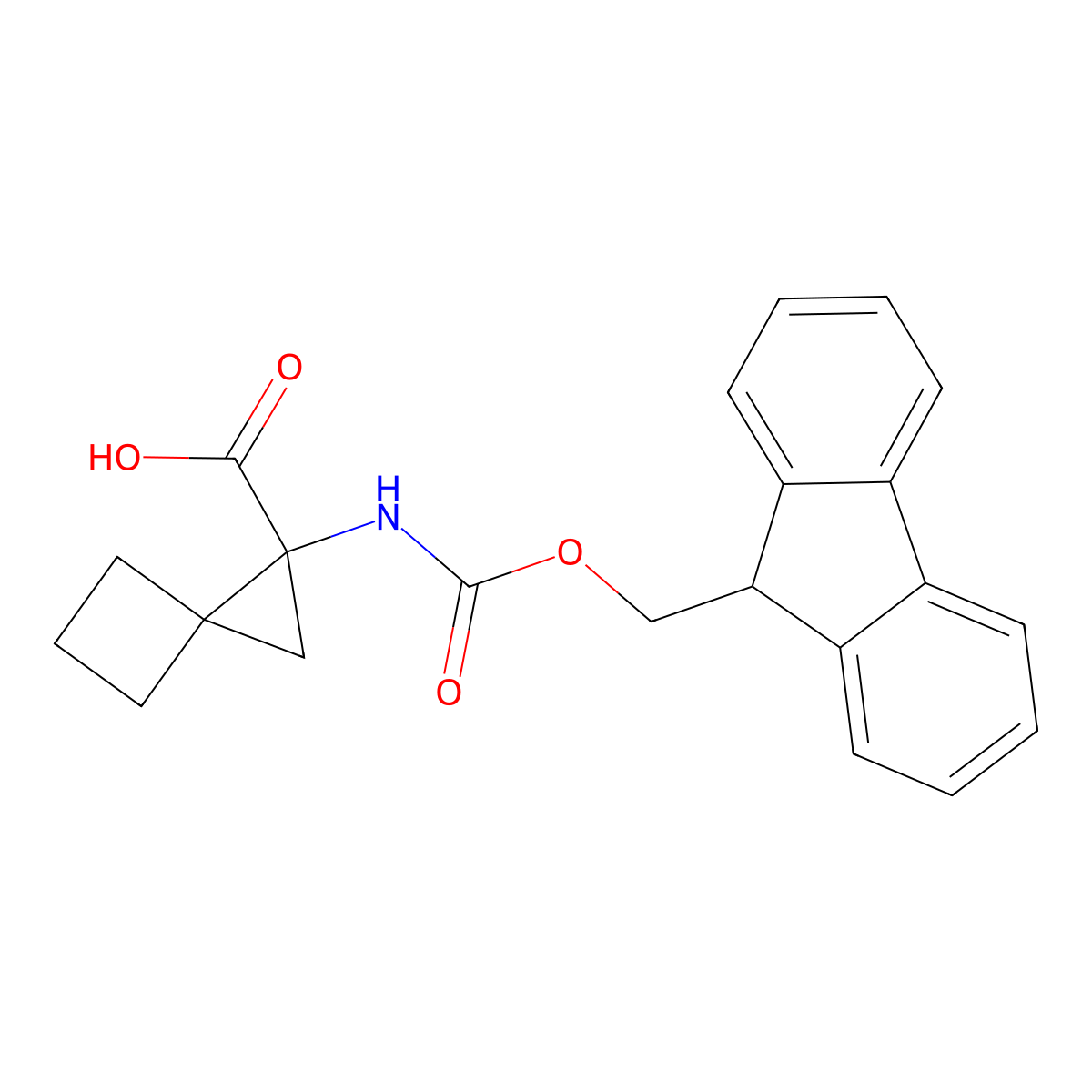 1-({[(9H-fluoren-9-yl)methoxy]carbonyl}amino)spiro[2.3]hexane-1-carboxylic acid molecular structure, CAS 2764016-37-5