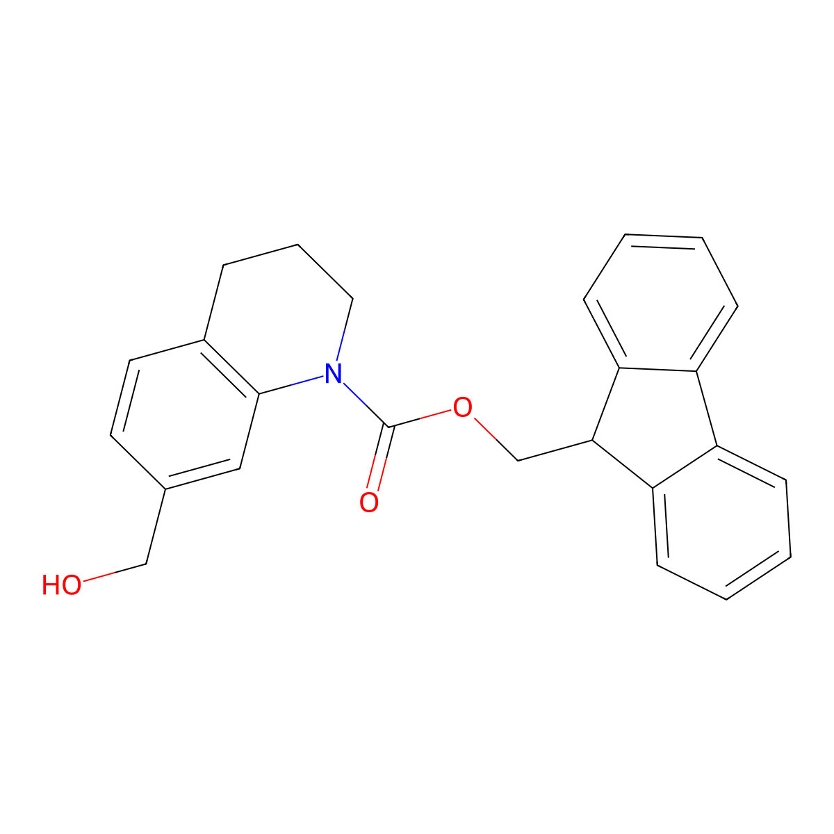 (9H-fluoren-9-yl)methyl 7-(hydroxymethyl)-1,2,3,4-tetrahydroquinoline-1-carboxylate molecular structure, CAS 2764016-42-2