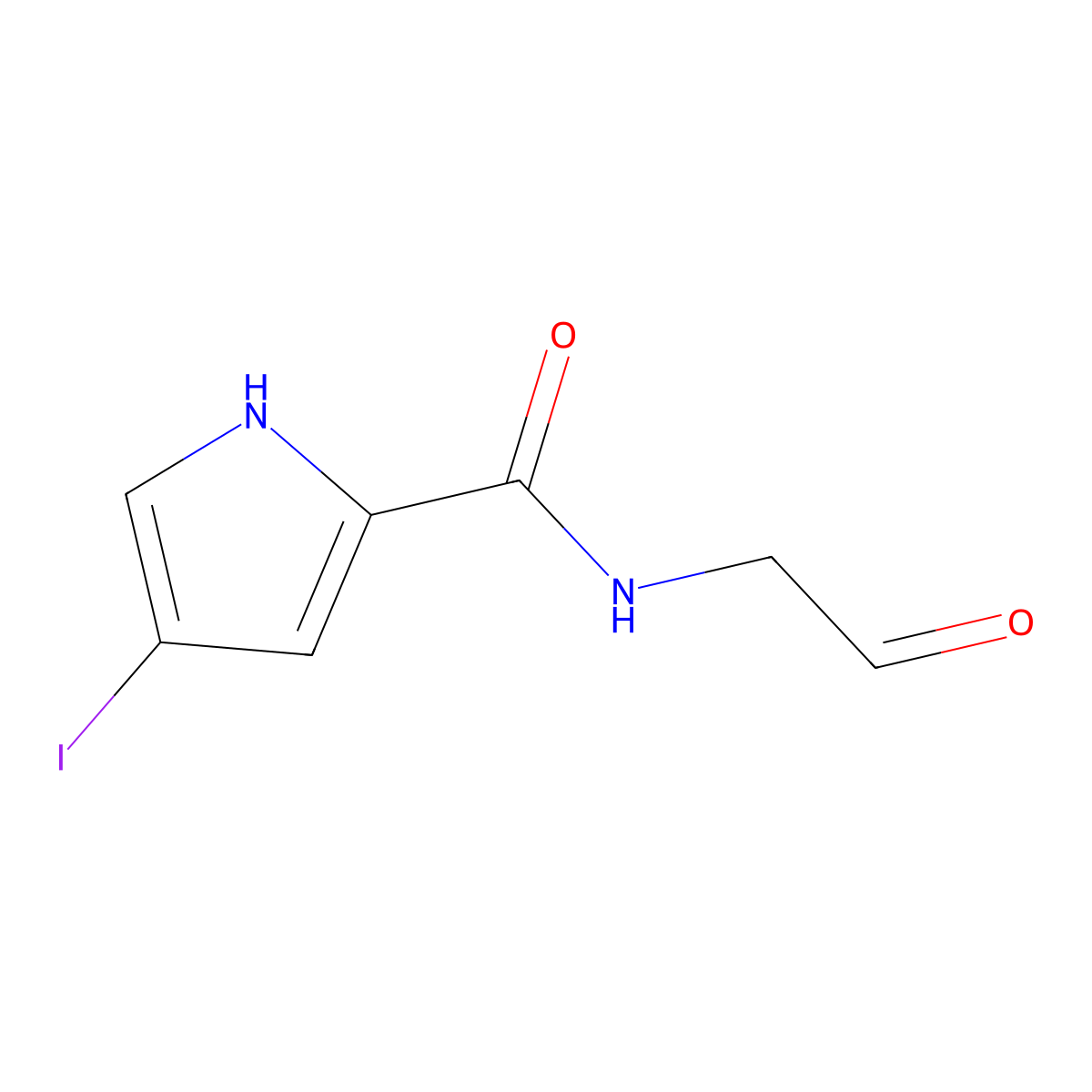 4-iodo-N-(2-oxoethyl)-1H-pyrrole-2-carboxamide molecular structure, CAS 2764016-44-4