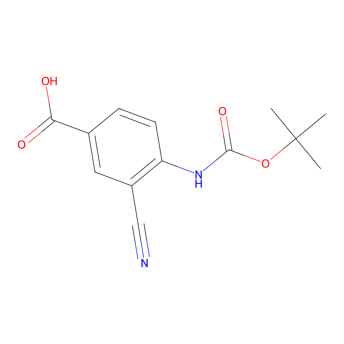 4-{[(Tert-butoxy)carbonyl]amino}-3-cyanobenzoic acid molecular structure, CAS 2764016-45-5
