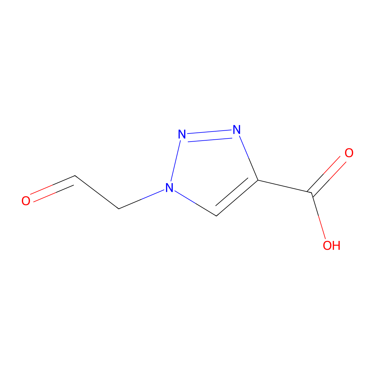 1-(2-oxoethyl)-1H-1,2,3-triazole-4-carboxylic acid molecular structure, CAS 2764016-48-8