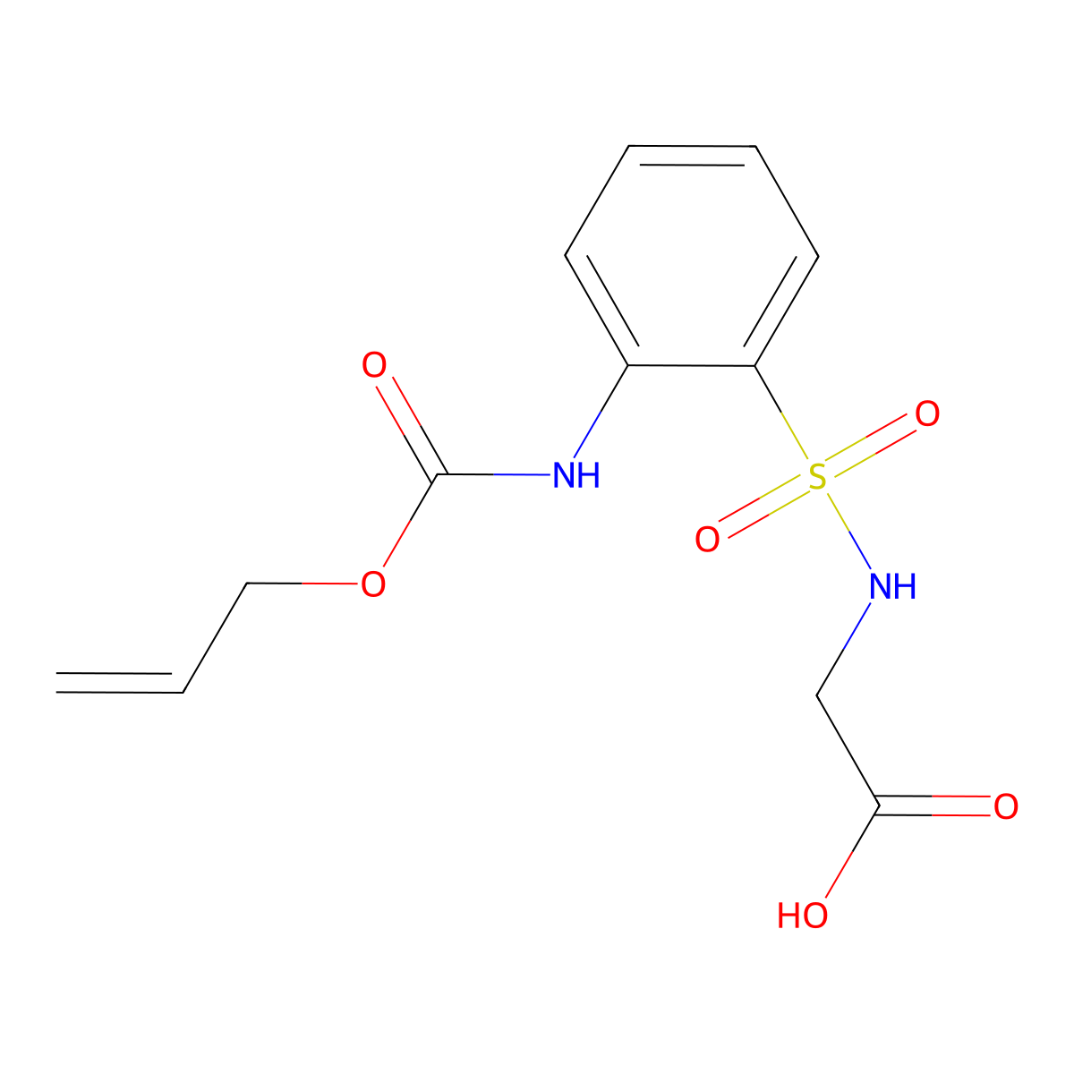 2-(2-{[(Prop-2-en-1-yloxy)carbonyl]amino}benzenesulfonamido)acetic acid molecular structure, CAS 2764016-49-9