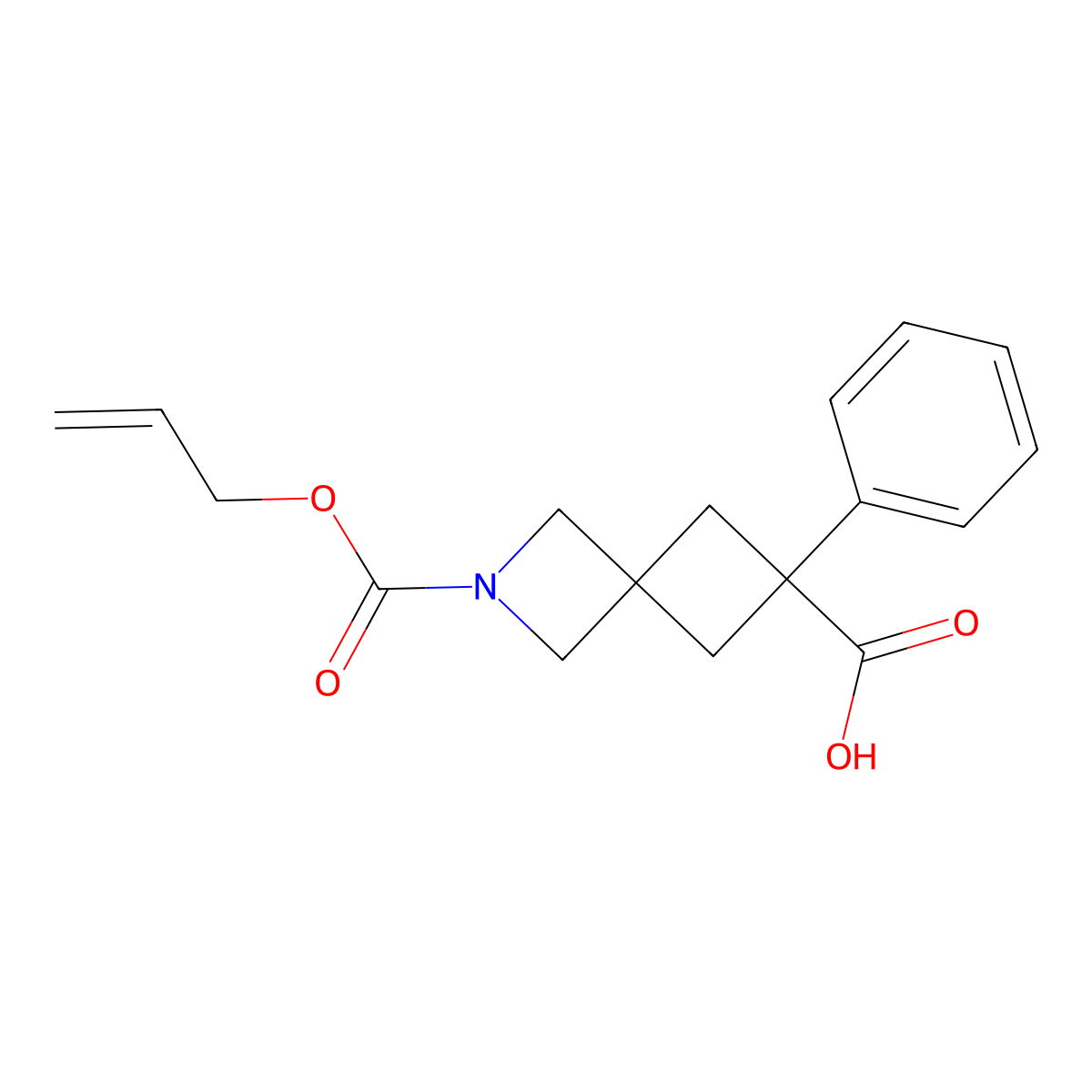 6-Phenyl-2-[(prop-2-en-1-yloxy)carbonyl]-2-azaspiro[3.3]heptane-6-carboxylic acid molecular structure, CAS 2764016-54-6