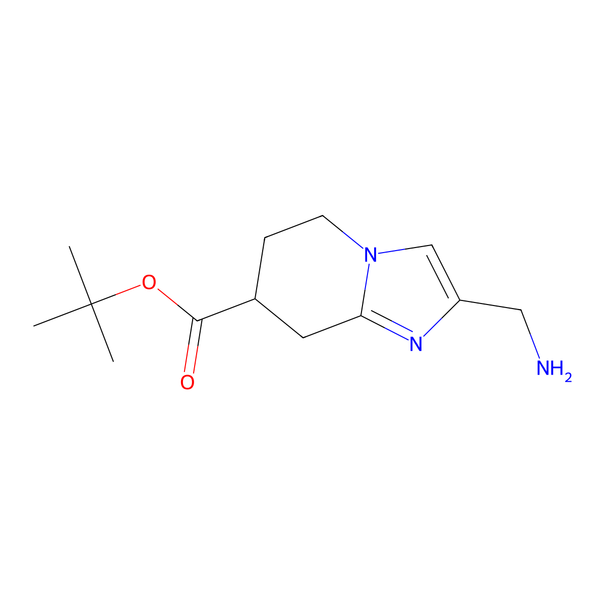 tert-butyl 2-(aminomethyl)-5H,6H,7H,8H-imidazo[1,2-a]pyridine-7-carboxylate molecular structure, CAS 2764016-59-1
