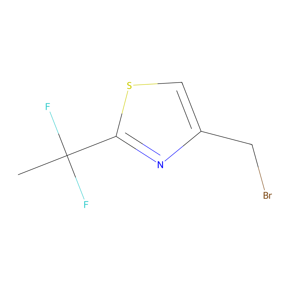 4-(Bromomethyl)-2-(1,1-difluoroethyl)-1,3-thiazole molecular structure, CAS 2764016-61-5