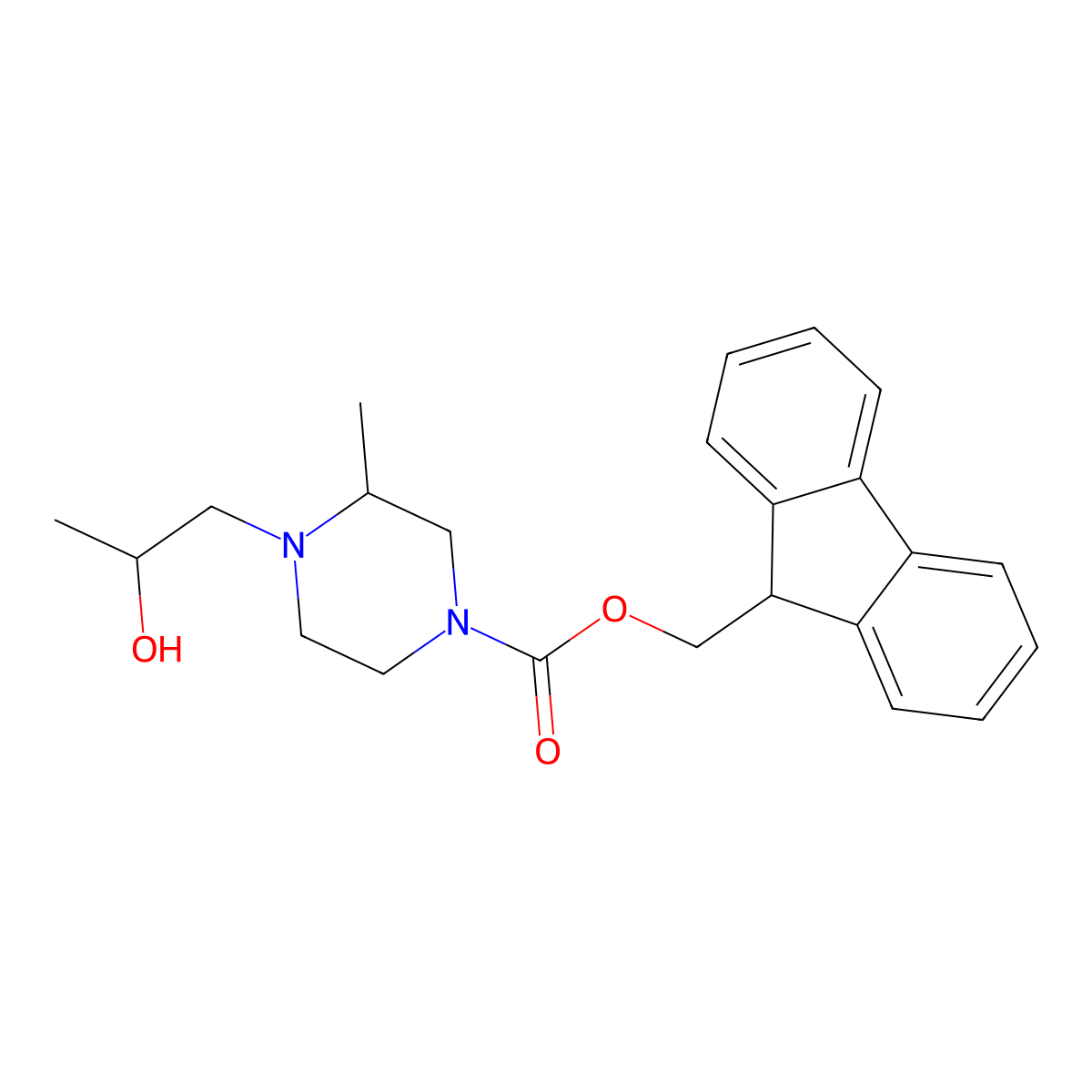 (9H-fluoren-9-yl)methyl 4-(2-hydroxypropyl)-3-methylpiperazine-1-carboxylate molecular structure, CAS 2764016-66-0