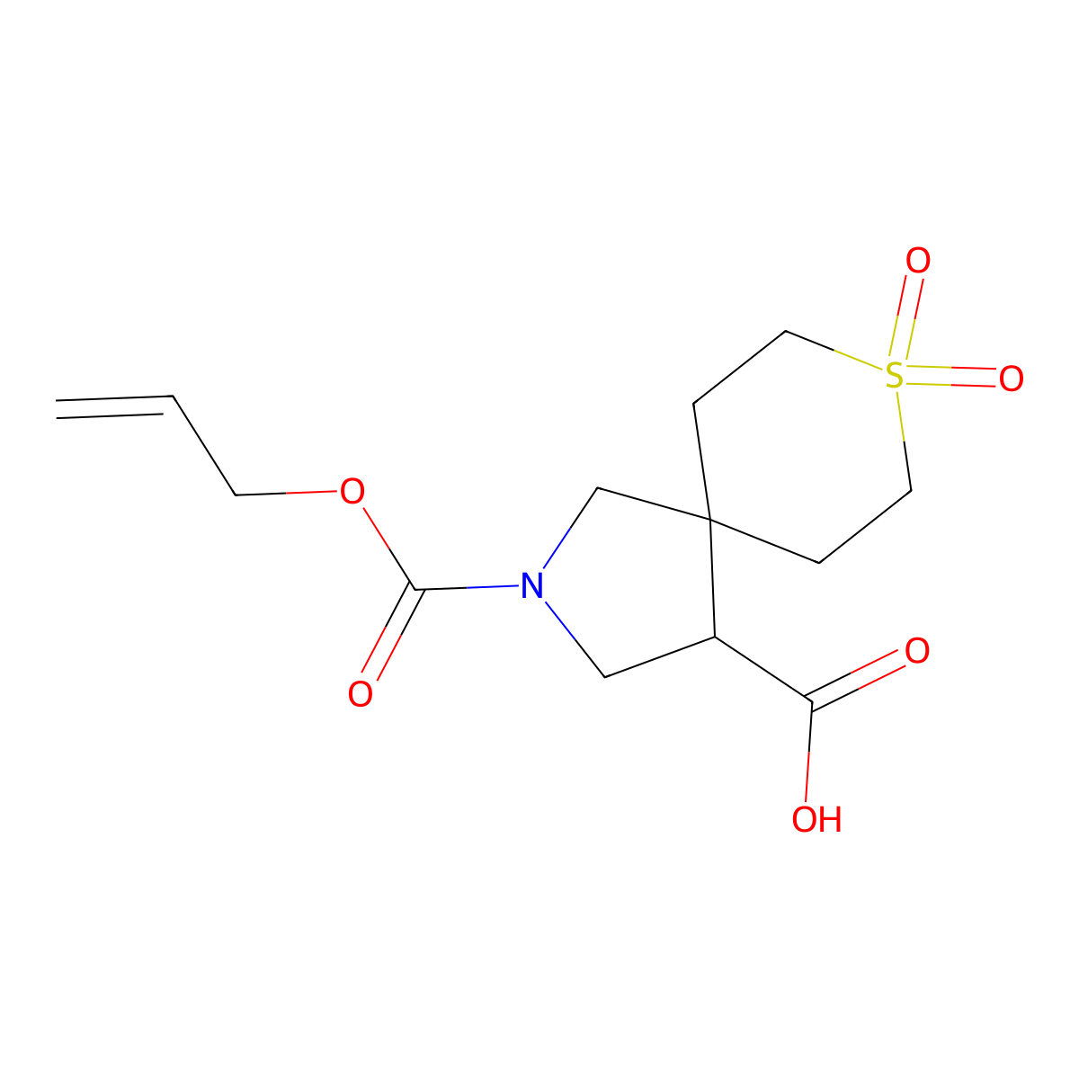 8,8-Dioxo-2-[(prop-2-en-1-yloxy)carbonyl]-8lambda6-thia-2-azaspiro[4.5]decane-4-carboxylic acid molecular structure, CAS 2764016-68-2