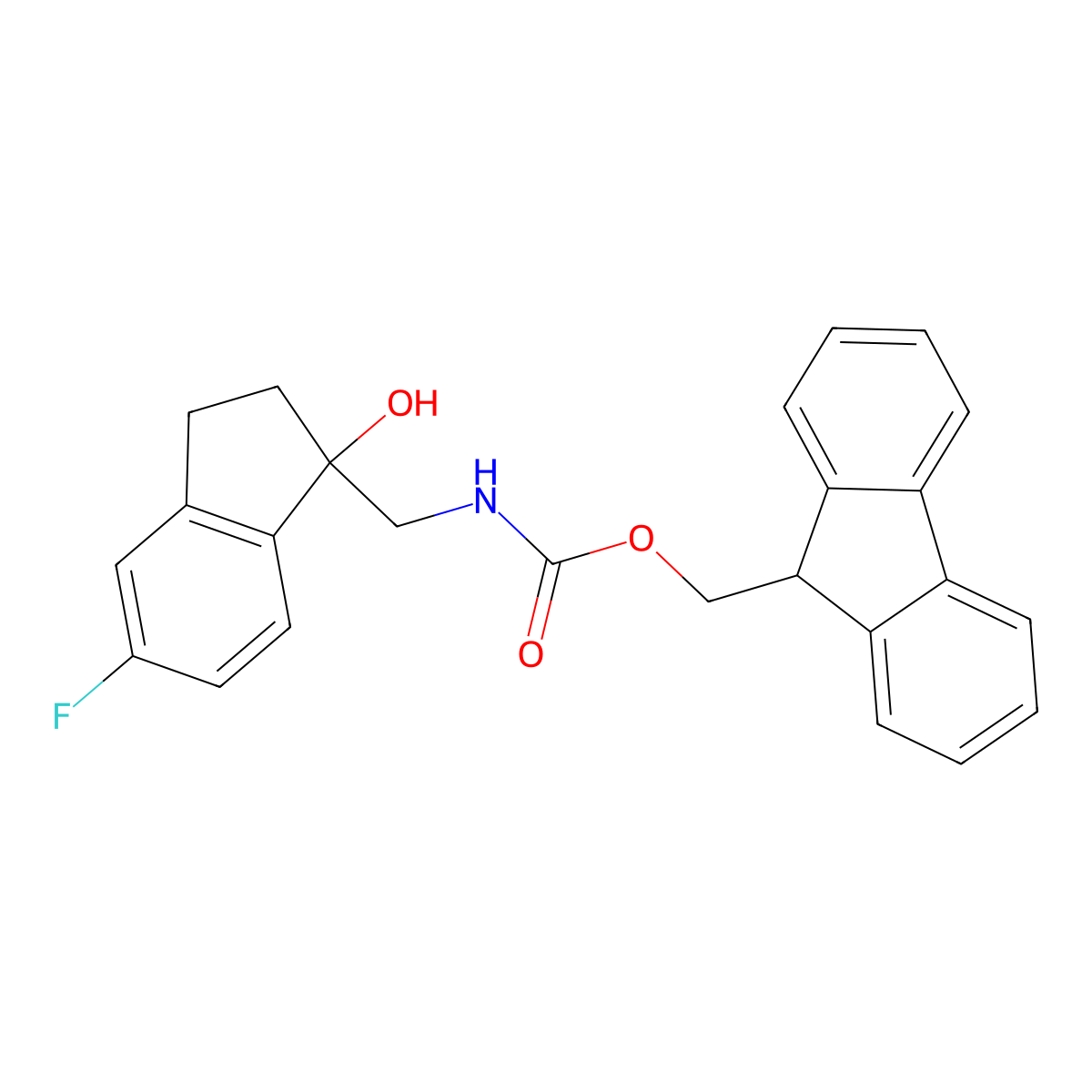 (9H-fluoren-9-yl)methyl N-[(5-fluoro-1-hydroxy-2,3-dihydro-1H-inden-1-yl)methyl]carbamate molecular structure, CAS 2764016-71-7