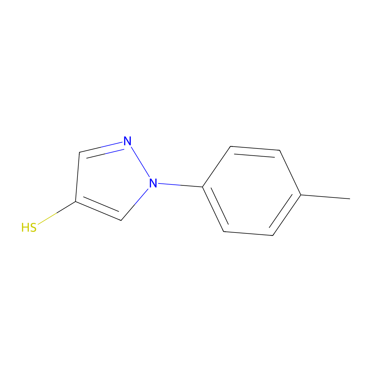 1-(4-methylphenyl)-1H-pyrazole-4-thiol molecular structure, CAS 2764016-76-2