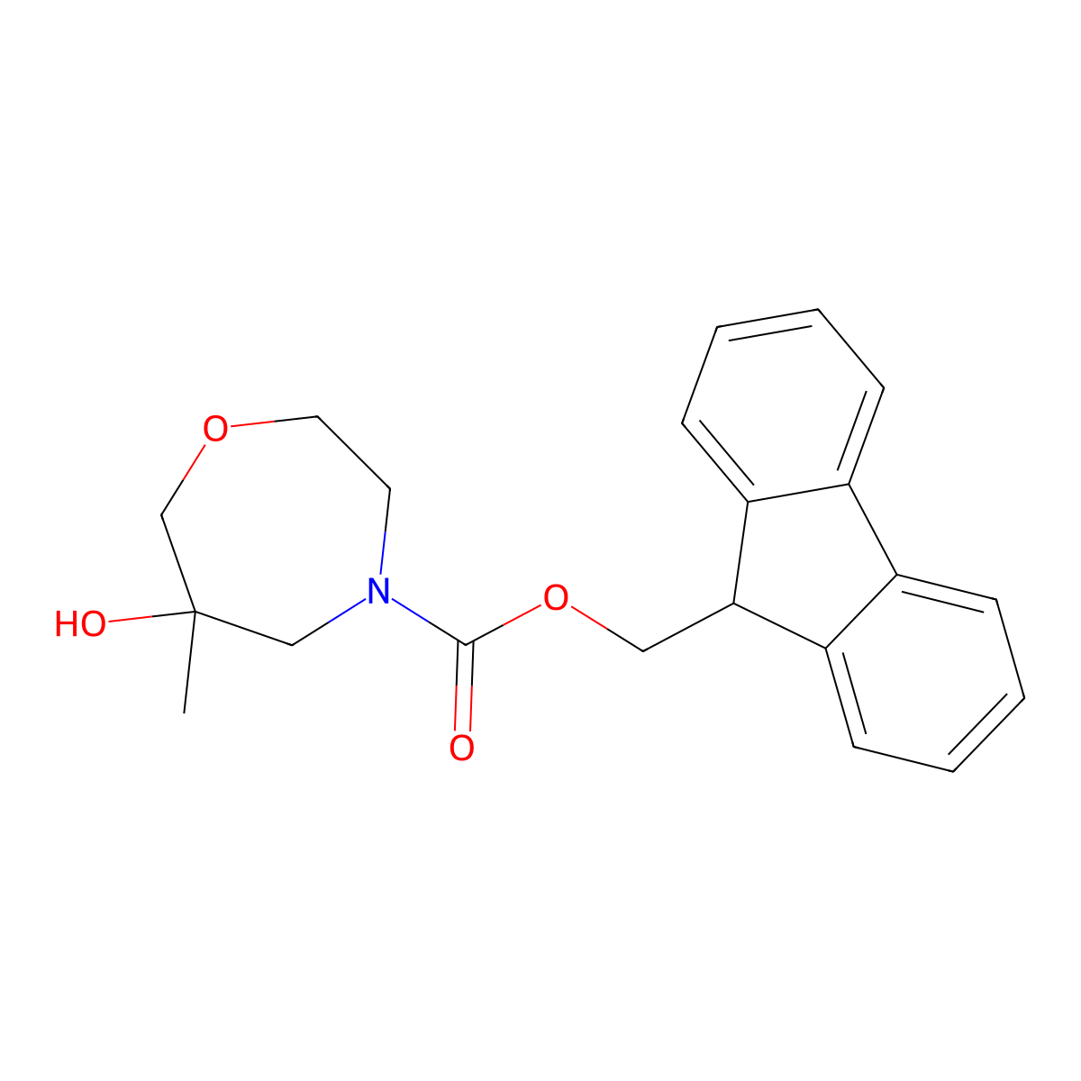(9H-fluoren-9-yl)methyl 6-hydroxy-6-methyl-1,4-oxazepane-4-carboxylate molecular structure, CAS 2764016-85-3
