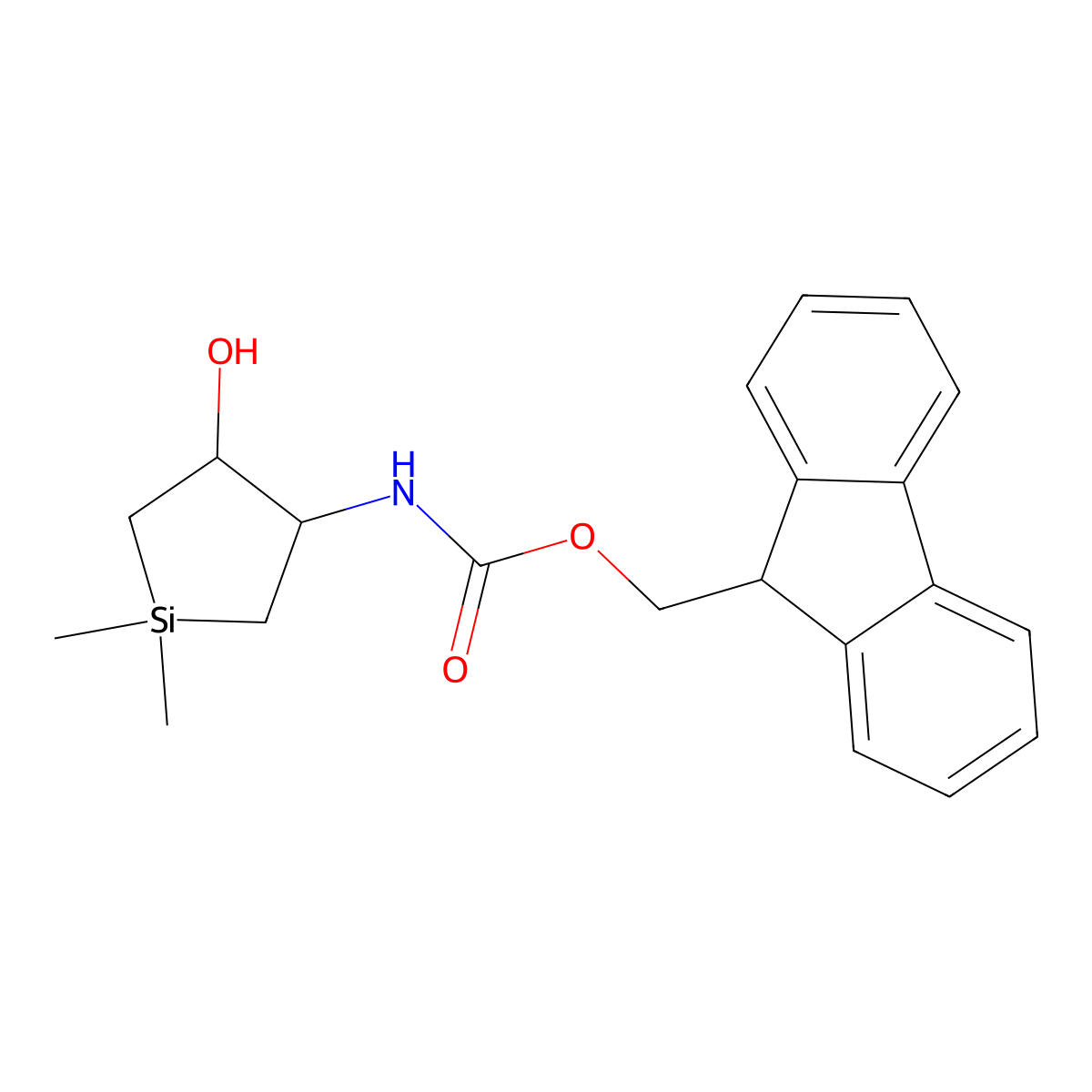rac-(9H-fluoren-9-yl)methyl N-[(3R,4R)-4-hydroxy-1,1-dimethylsilolan-3-yl]carbamate molecular structure, CAS 2764016-89-7