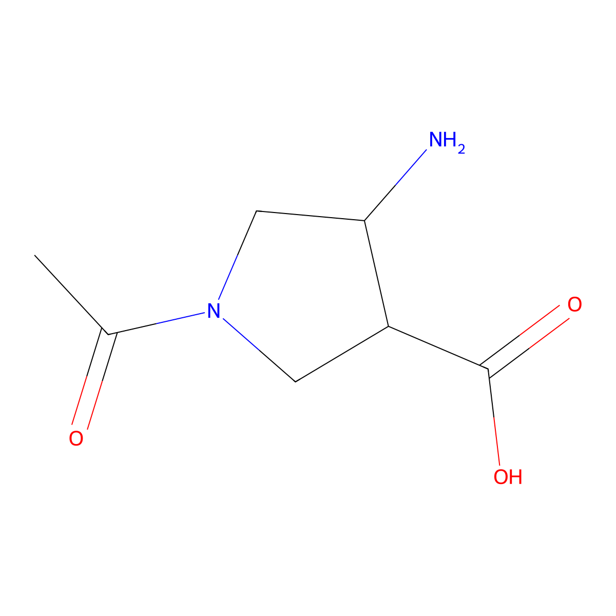rac-(3R,4R)-1-acetyl-4-aminopyrrolidine-3-carboxylic acid molecular structure, CAS 2764016-90-0
