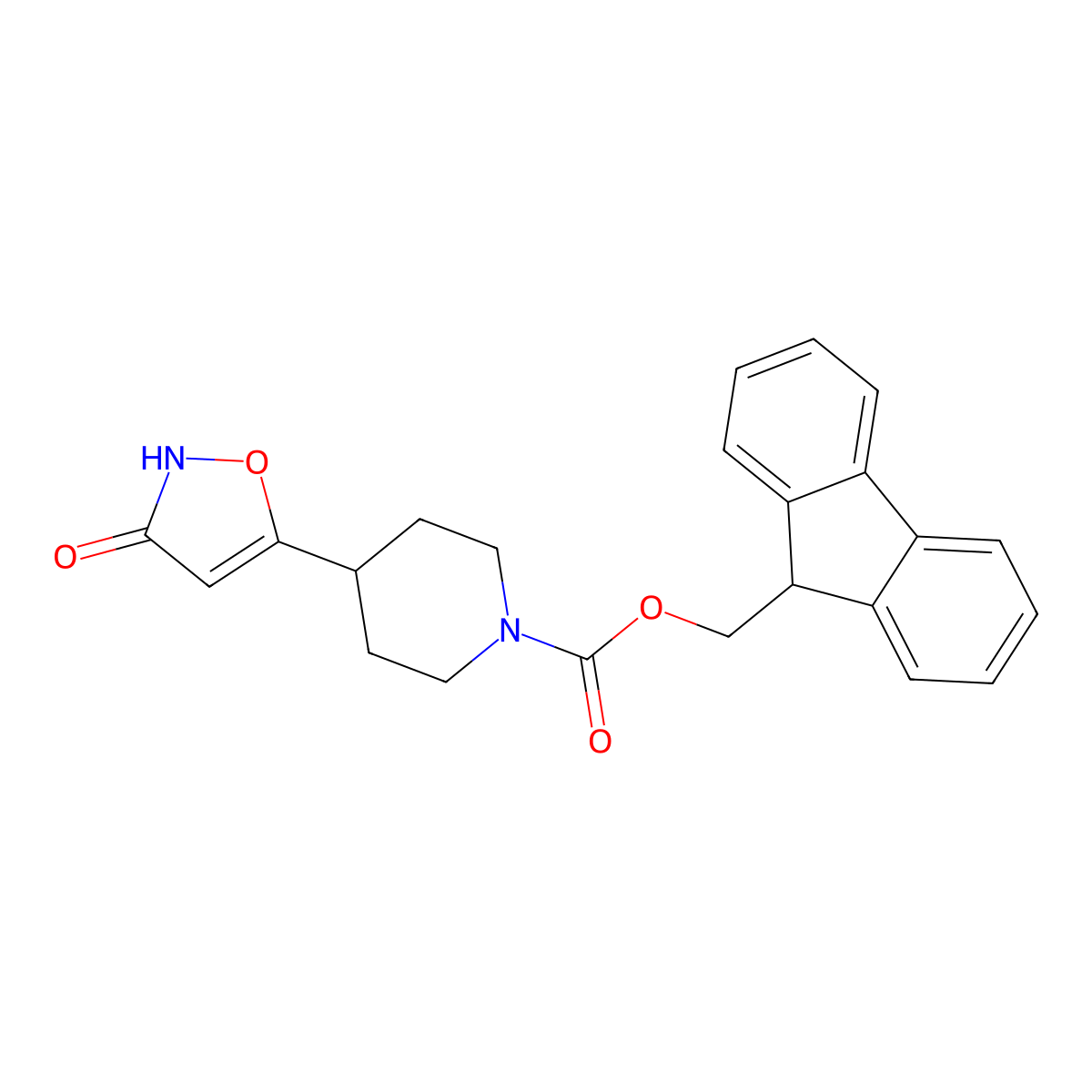 (9H-fluoren-9-yl)methyl 4-(3-hydroxy-1,2-oxazol-5-yl)piperidine-1-carboxylate molecular structure, CAS 2764016-91-1
