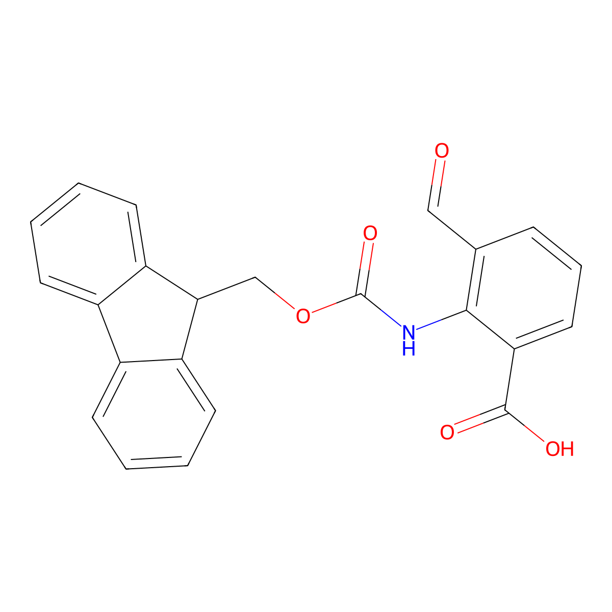 2-({[(9H-fluoren-9-yl)methoxy]carbonyl}amino)-3-formylbenzoic acid molecular structure, CAS 2764016-92-2