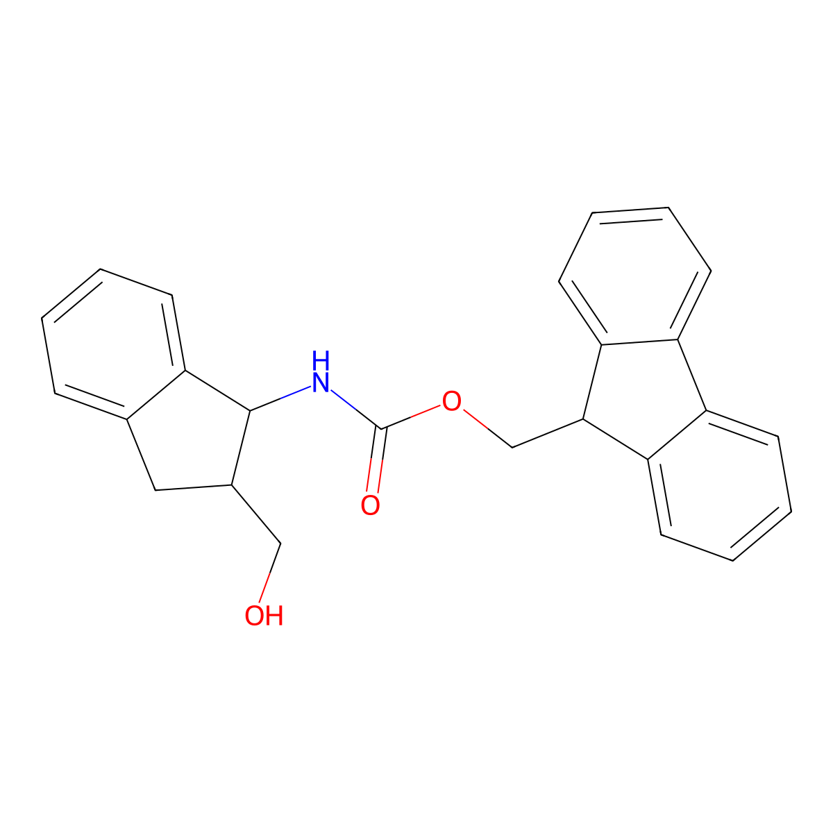 rac-(9H-fluoren-9-yl)methyl N-[(1R,2R)-2-(hydroxymethyl)-2,3-dihydro-1H-inden-1-yl]carbamate molecular structure, CAS 2764016-93-3
