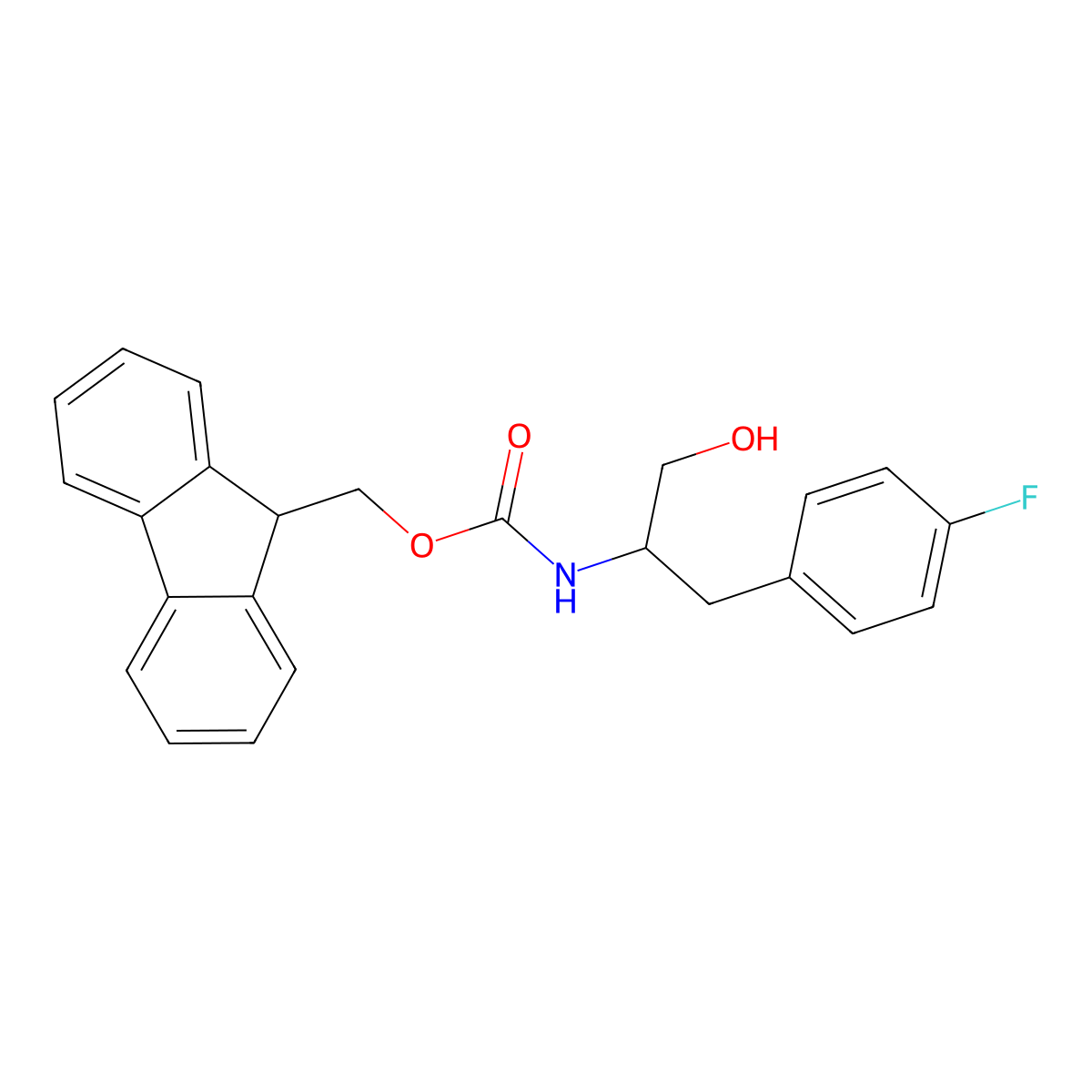 (9H-fluoren-9-yl)methyl N-[1-(4-fluorophenyl)-3-hydroxypropan-2-yl]carbamate molecular structure, CAS 2764016-99-9
