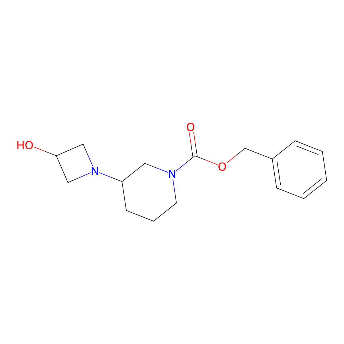 Benzyl 3-(3-hydroxyazetidin-1-yl)piperidine-1-carboxylate molecular structure, CAS 2764017-00-5