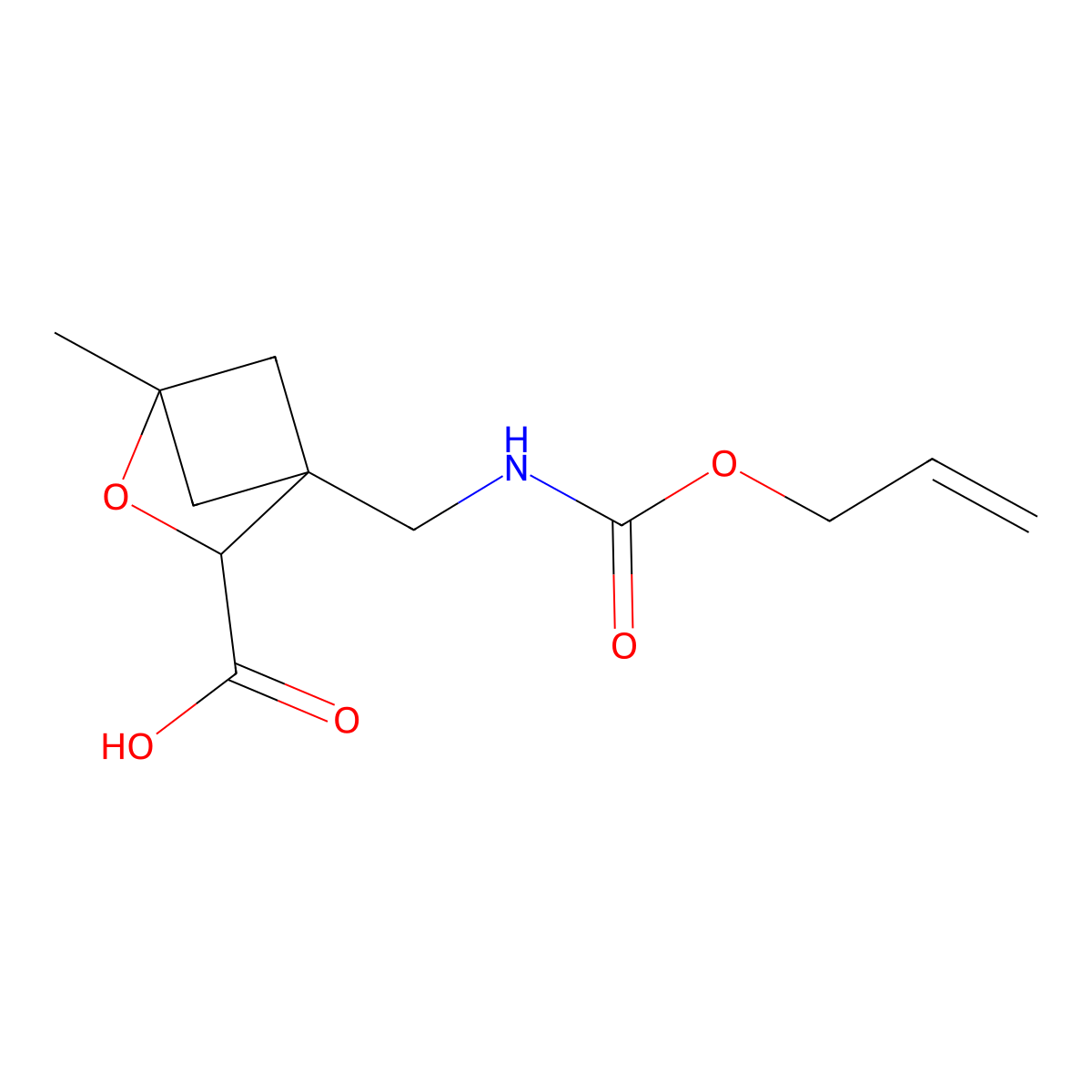 1-Methyl-4-({[(prop-2-en-1-yloxy)carbonyl]amino}methyl)-2-oxabicyclo[2.1.1]hexane-3-carboxylic acid molecular structure, CAS 2764017-06-1