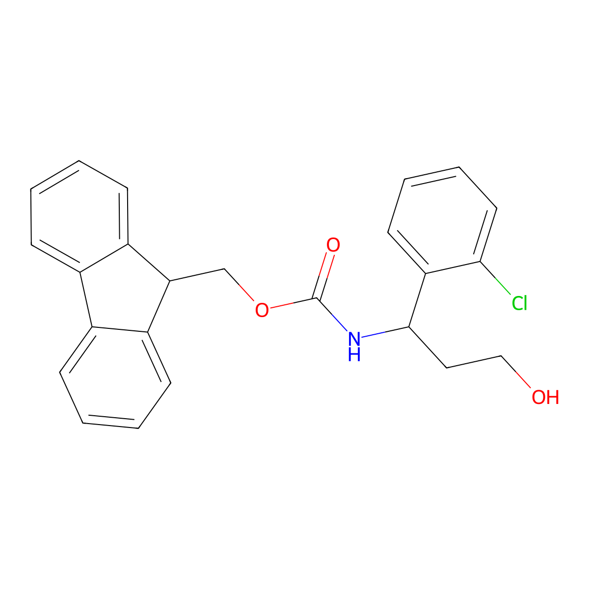 (9H-fluoren-9-yl)methyl N-[1-(2-chlorophenyl)-3-hydroxypropyl]carbamate molecular structure, CAS 2764017-15-2