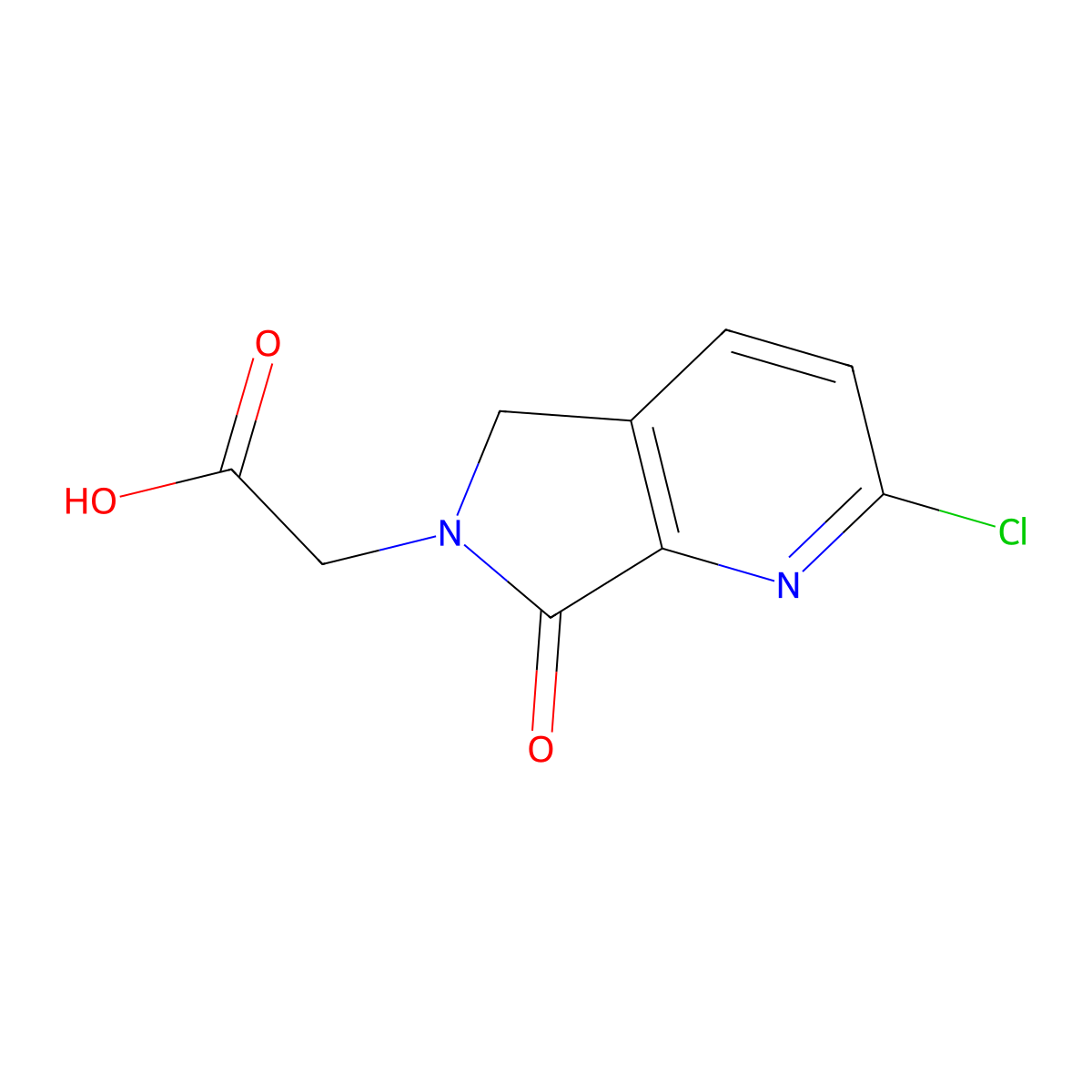 2-{2-chloro-7-oxo-5H,6H,7H-pyrrolo[3,4-b]pyridin-6-yl}acetic acid molecular structure, CAS 2764017-27-6