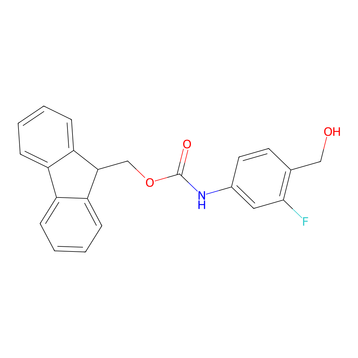 (9H-fluoren-9-yl)methyl N-[3-fluoro-4-(hydroxymethyl)phenyl]carbamate molecular structure, CAS 2764017-29-8
