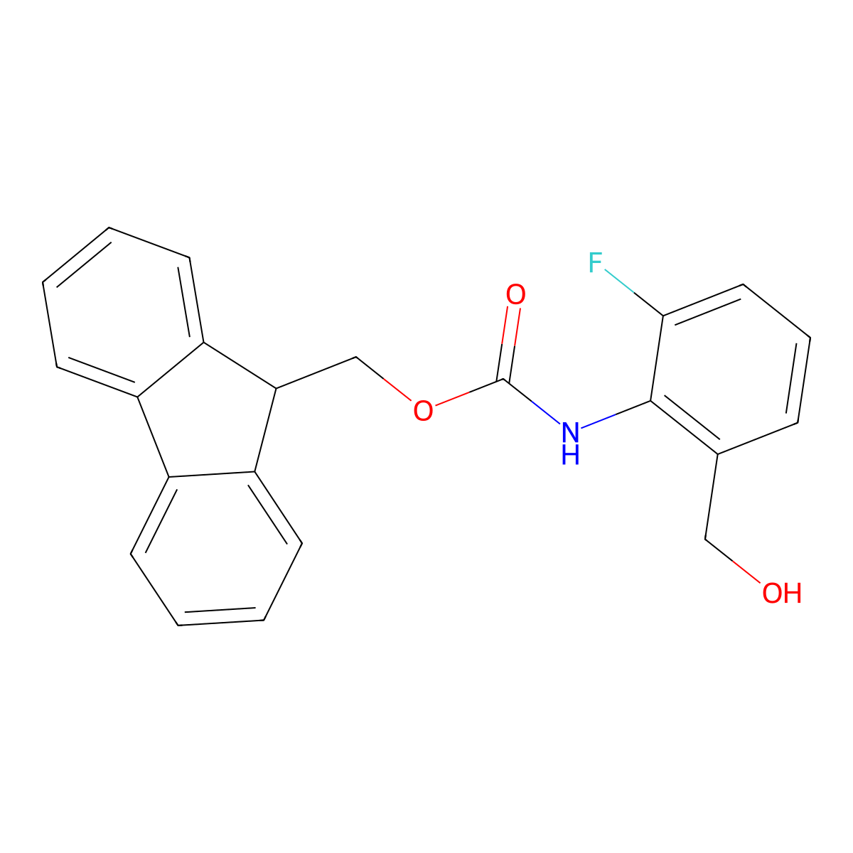 (9H-fluoren-9-yl)methyl N-[2-fluoro-6-(hydroxymethyl)phenyl]carbamate molecular structure, CAS 2764017-33-4