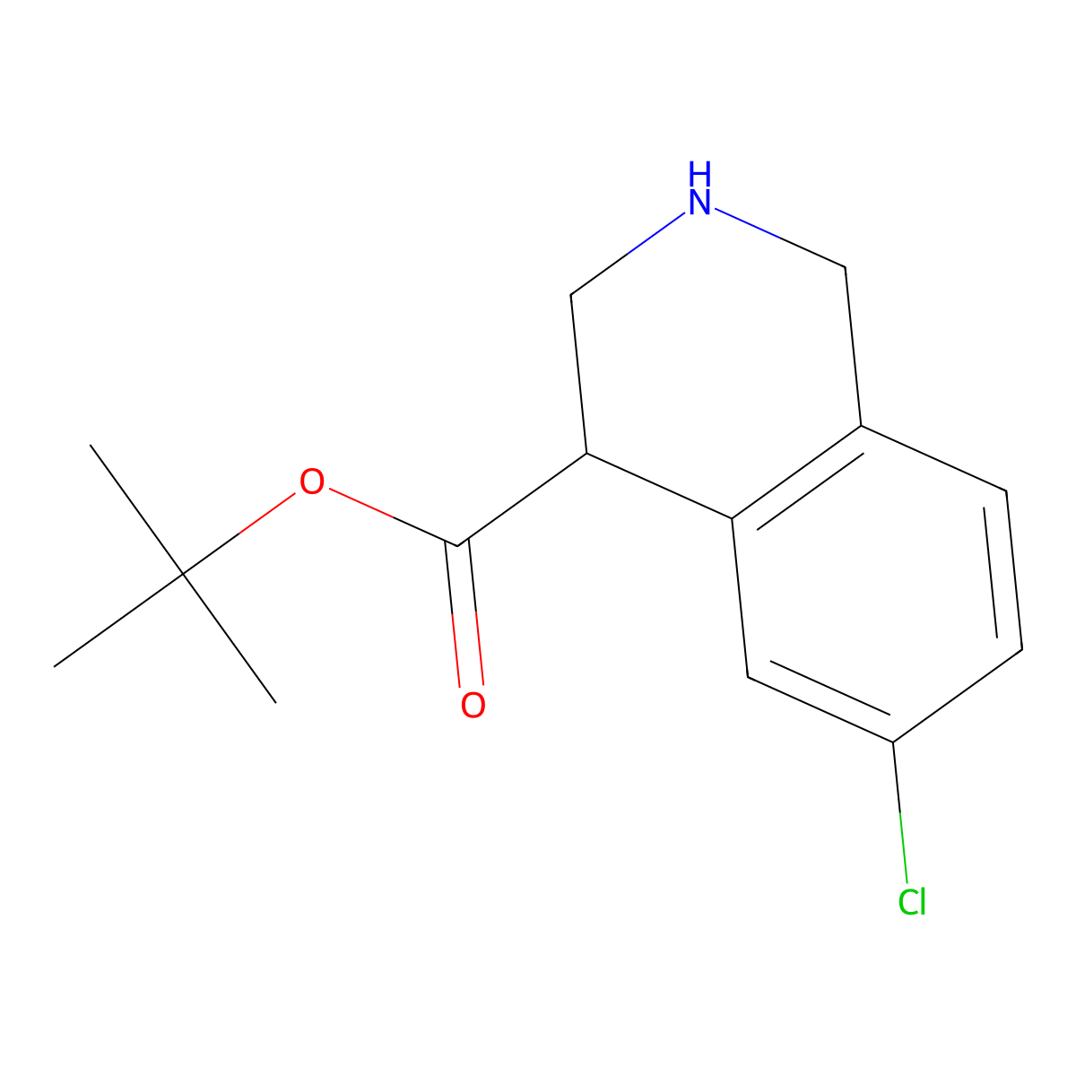 Tert-butyl 6-chloro-1,2,3,4-tetrahydroisoquinoline-4-carboxylate molecular structure, CAS 2764017-40-3