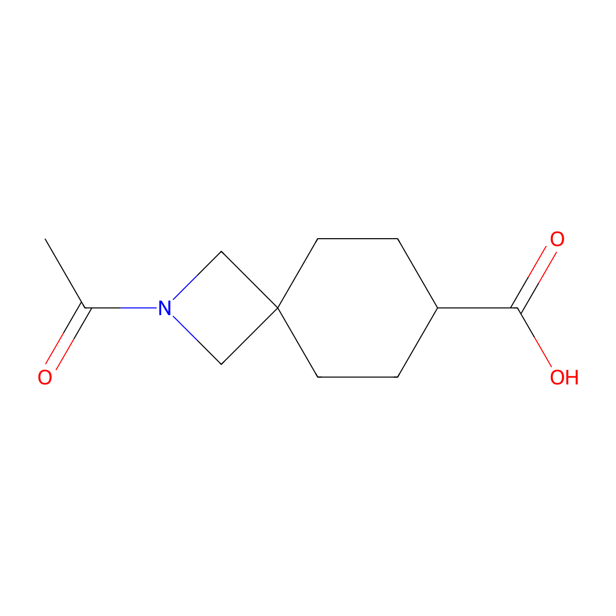 2-Acetyl-2-azaspiro[3.5]nonane-7-carboxylic acid molecular structure, CAS 2764017-55-0