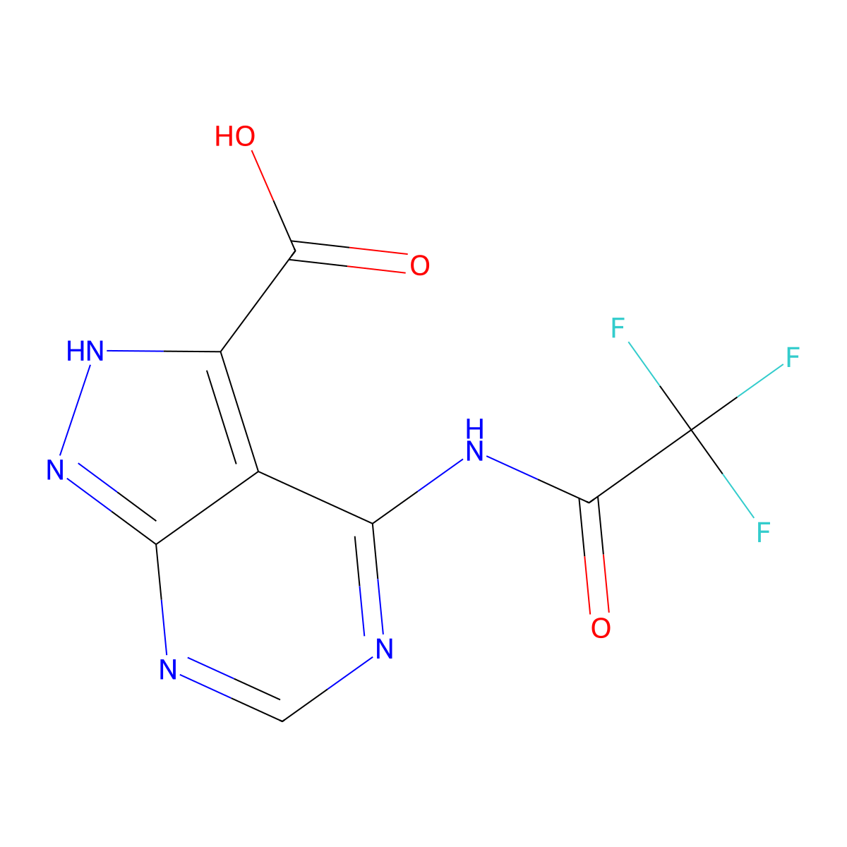4-(2,2,2-trifluoroacetamido)-1H-pyrazolo[3,4-d]pyrimidine-3-carboxylic acid molecular structure, CAS 2764017-60-7