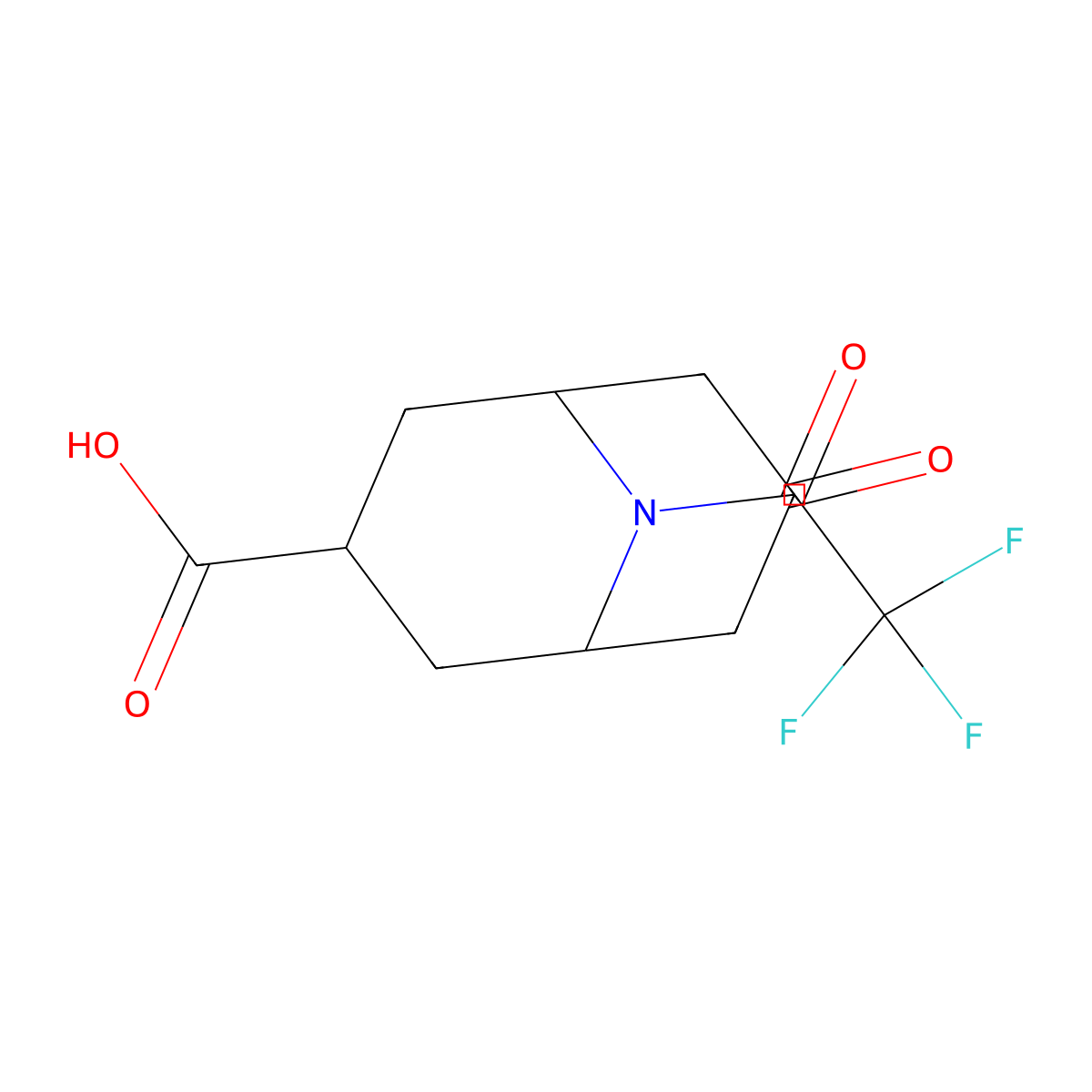 7-Oxo-9-(2,2,2-trifluoroacetyl)-9-azabicyclo[3.3.1]nonane-3-carboxylic acid molecular structure, CAS 2764017-64-1