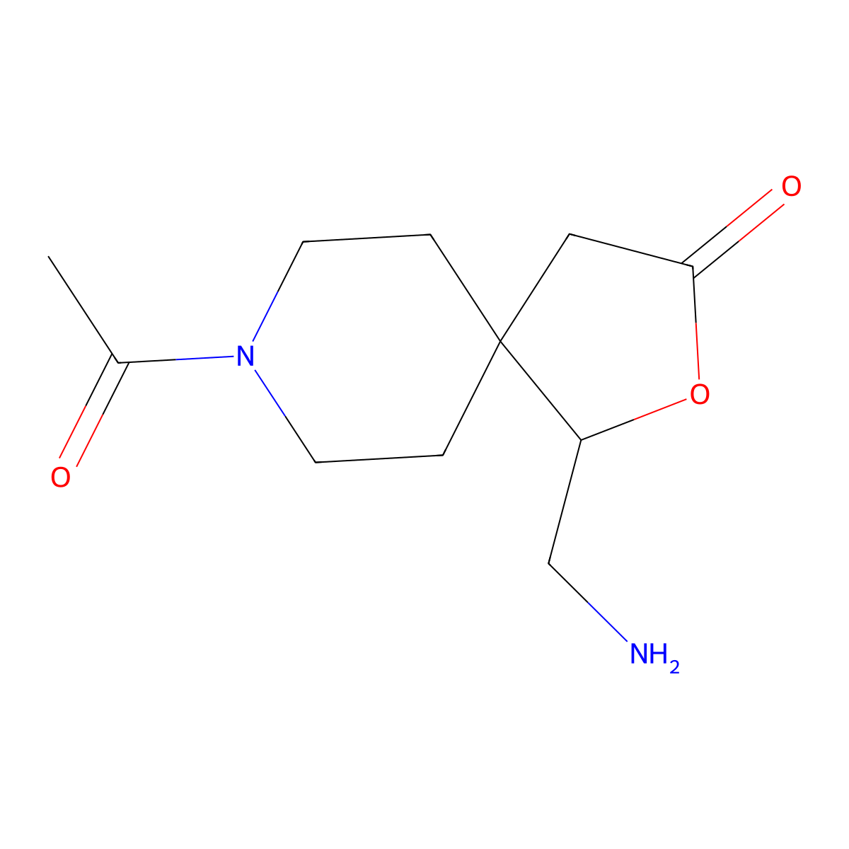 8-Acetyl-1-(aminomethyl)-2-oxa-8-azaspiro[4.5]decan-3-one molecular structure, CAS 2764017-67-4