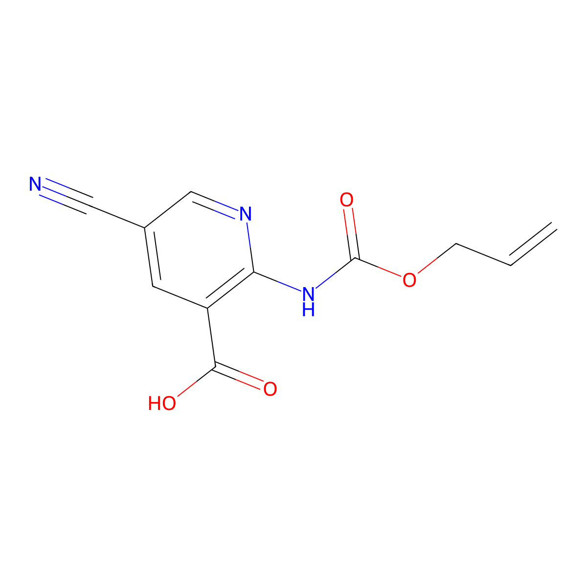 5-Cyano-2-{[(prop-2-en-1-yloxy)carbonyl]amino}pyridine-3-carboxylic acid molecular structure, CAS 2764017-68-5