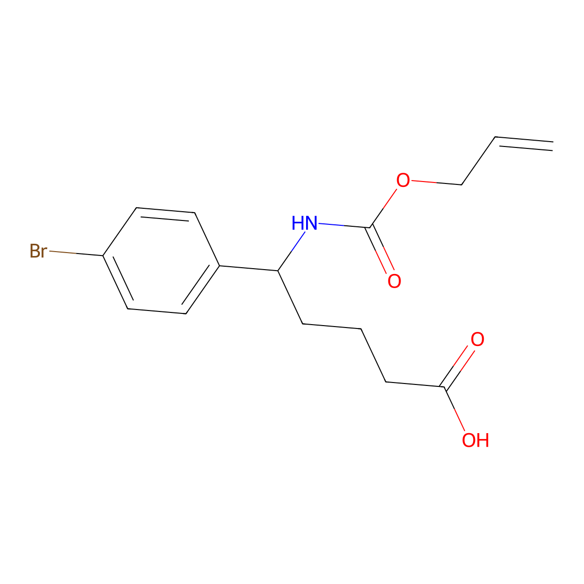 5-(4-Bromophenyl)-5-{[(prop-2-en-1-yloxy)carbonyl]amino}pentanoic acid molecular structure, CAS 2764017-71-0