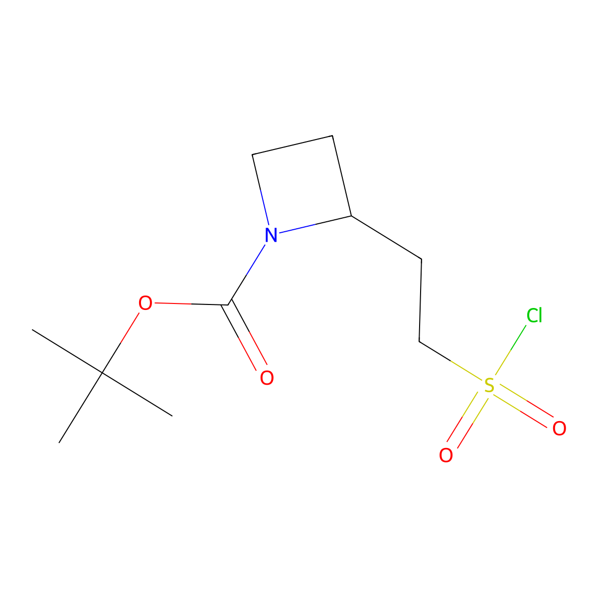 Tert-butyl 2-[2-(chlorosulfonyl)ethyl]azetidine-1-carboxylate molecular structure, CAS 2764017-85-6
