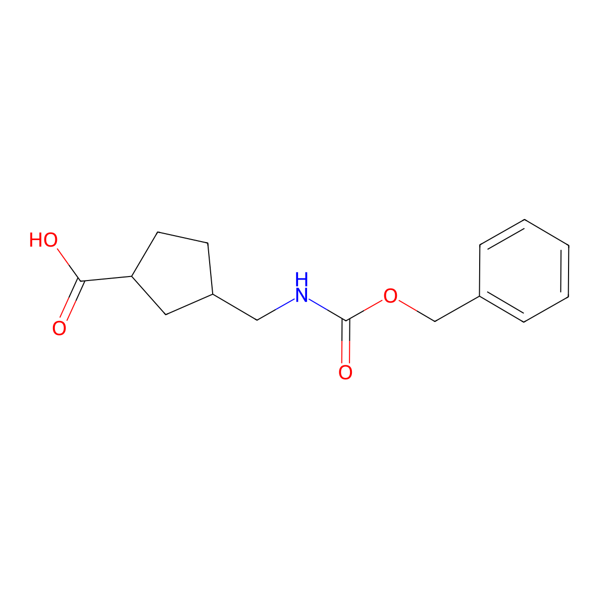 rac-(1R,3S)-3-({[(benzyloxy)carbonyl]amino}methyl)cyclopentane-1-carboxylic acid molecular structure, CAS 2764017-86-7
