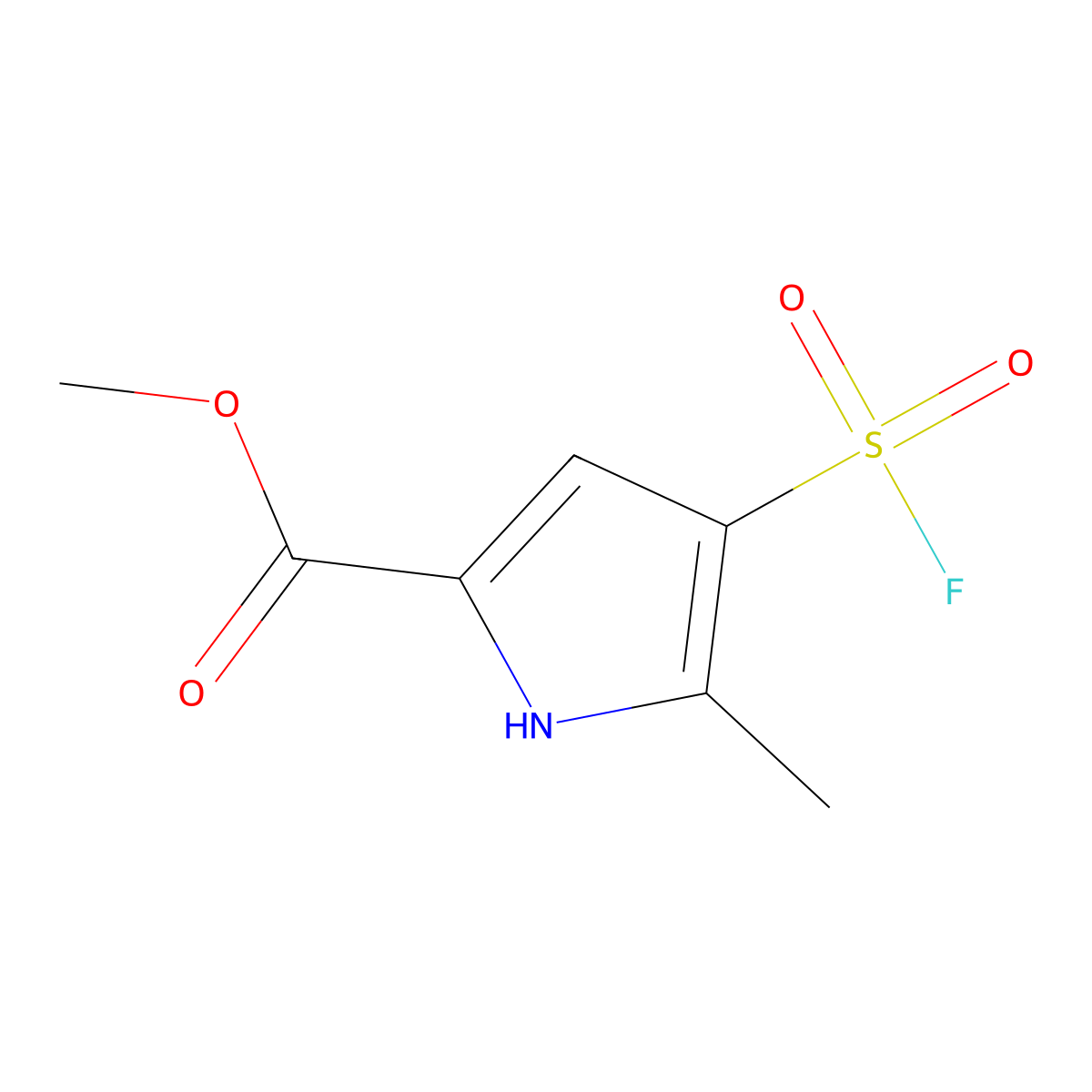 methyl 4-(fluorosulfonyl)-5-methyl-1H-pyrrole-2-carboxylate molecular structure, CAS 2764018-00-8