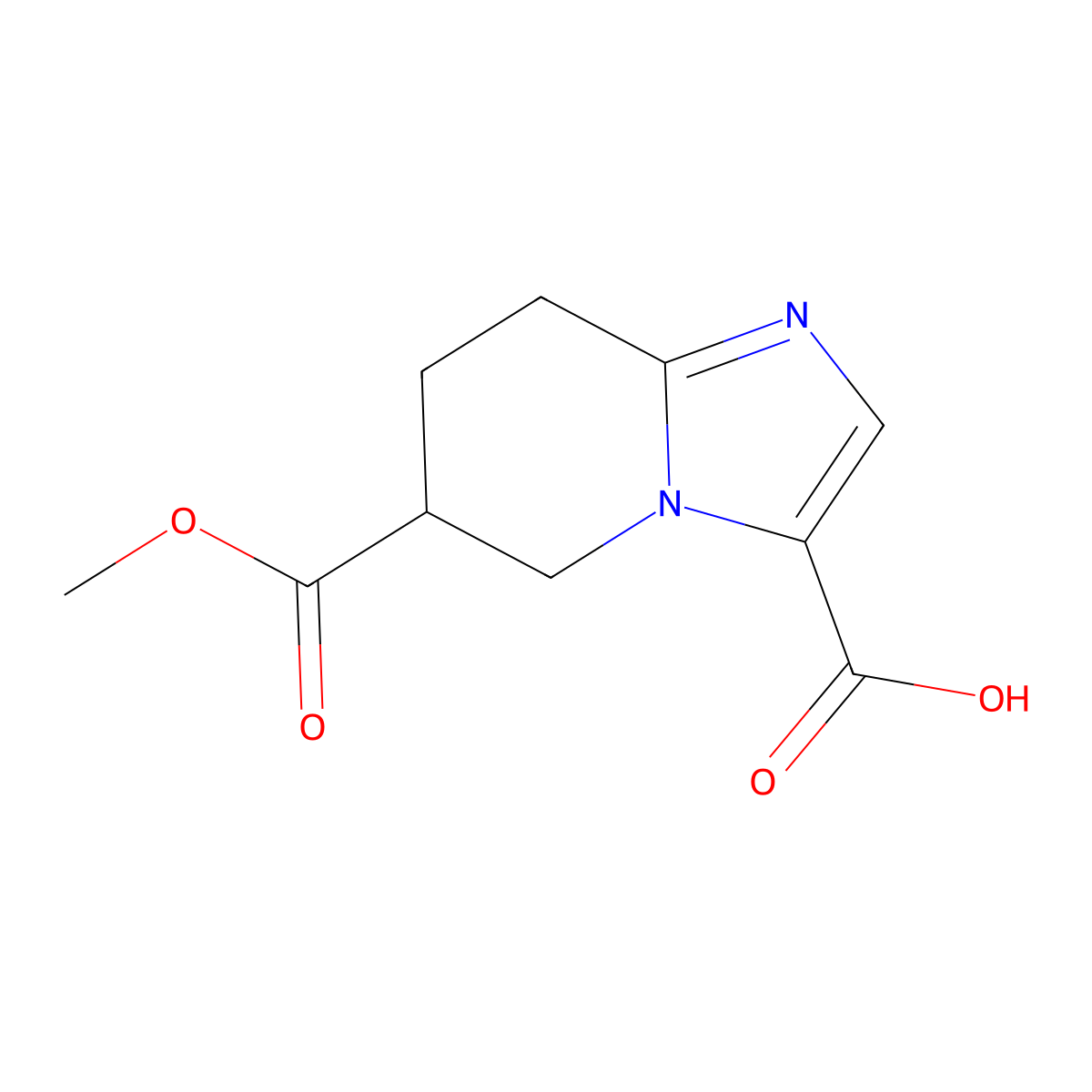 6-(methoxycarbonyl)-5H,6H,7H,8H-imidazo[1,2-a]pyridine-3-carboxylic acid molecular structure, CAS 2764018-02-0