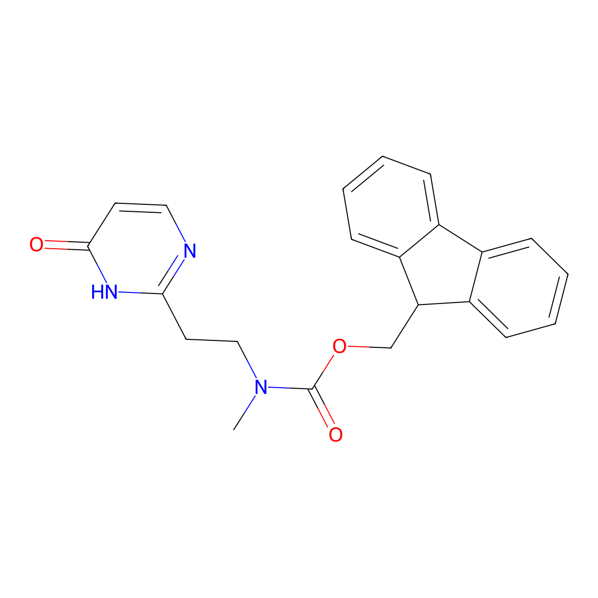 (9H-fluoren-9-yl)methyl N-[2-(4-hydroxypyrimidin-2-yl)ethyl]-N-methylcarbamate molecular structure, CAS 2764018-07-5