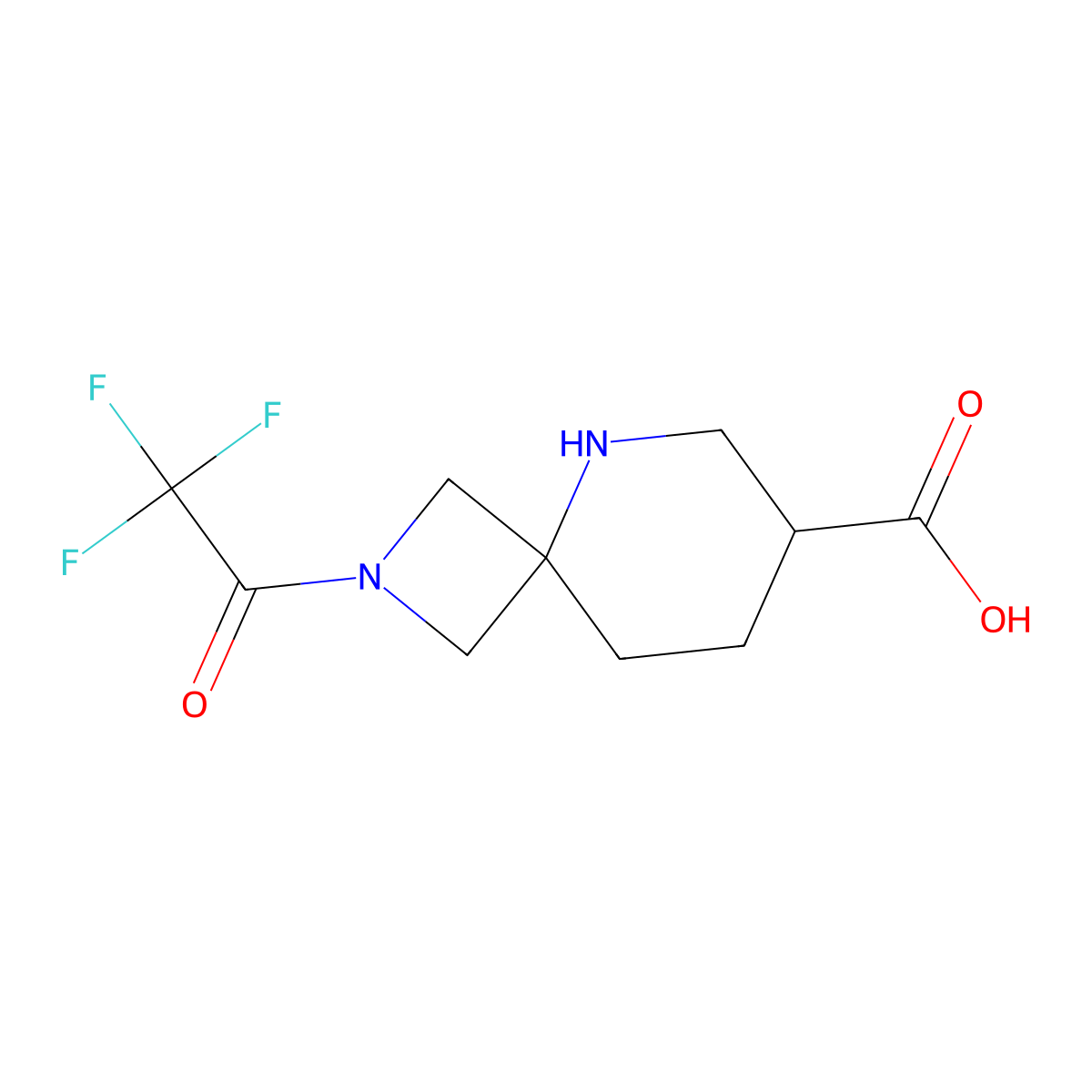 2-(2,2,2-Trifluoroacetyl)-2,5-diazaspiro[3.5]nonane-7-carboxylic acid molecular structure, CAS 2764018-08-6