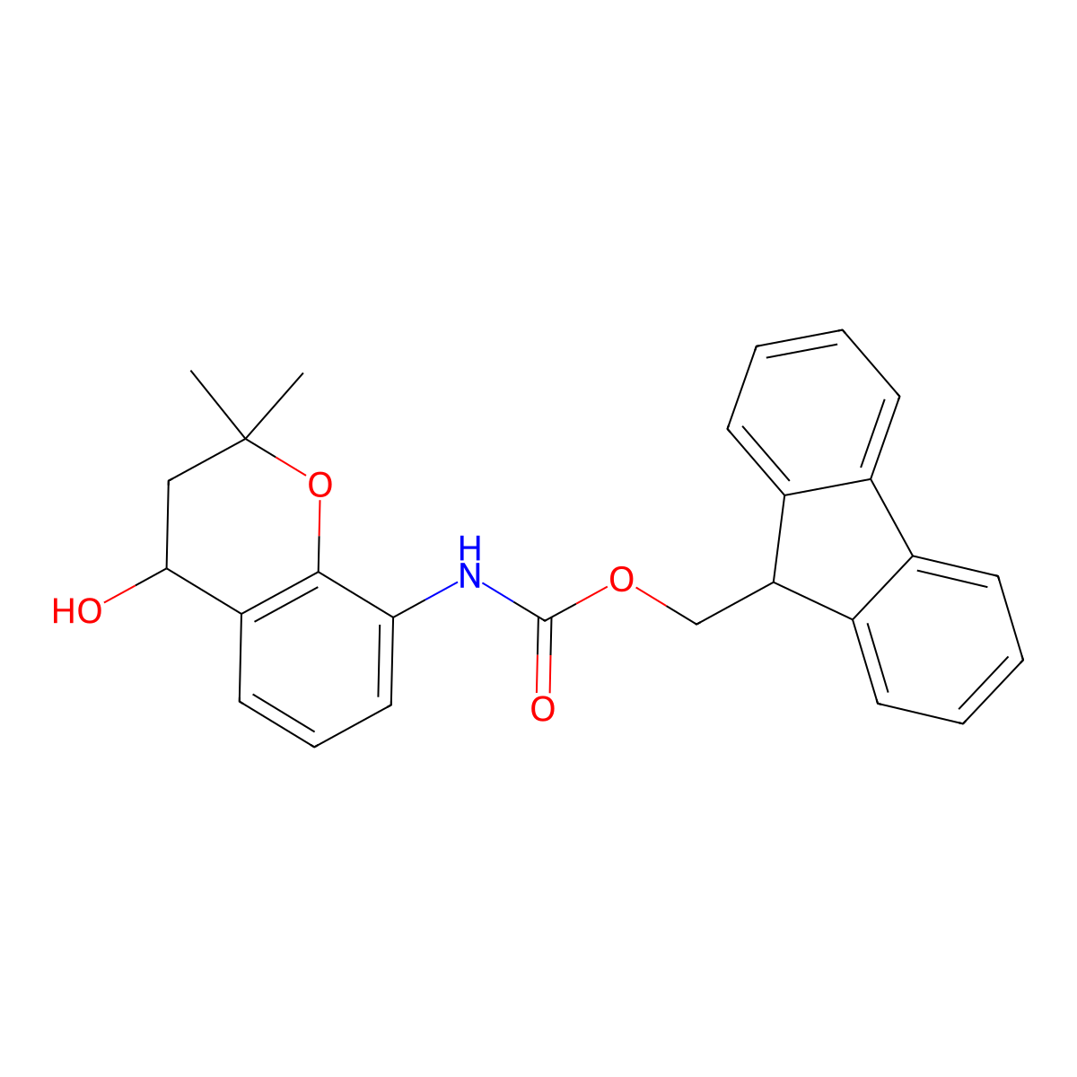 (9H-fluoren-9-yl)methyl N-(4-hydroxy-2,2-dimethyl-3,4-dihydro-2H-1-benzopyran-8-yl)carbamate molecular structure, CAS 2764018-11-1