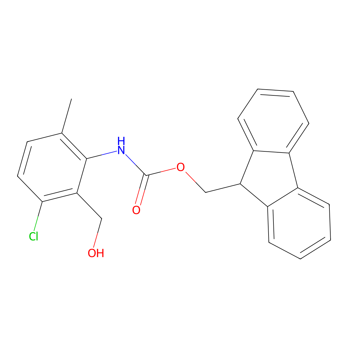(9H-fluoren-9-yl)methyl N-[3-chloro-2-(hydroxymethyl)-6-methylphenyl]carbamate molecular structure, CAS 2764018-34-8