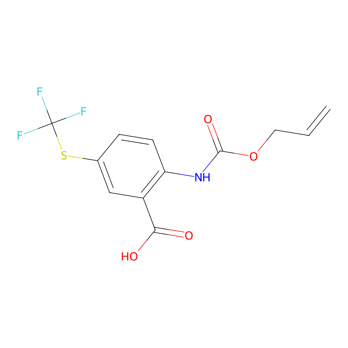 2-{[(Prop-2-en-1-yloxy)carbonyl]amino}-5-[(trifluoromethyl)sulfanyl]benzoic acid molecular structure, CAS 2764018-35-9