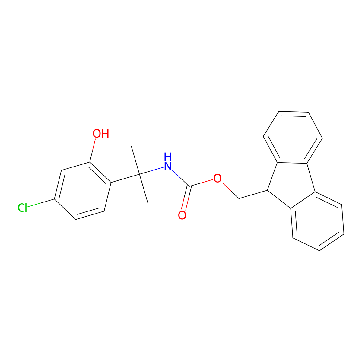 (9H-fluoren-9-yl)methyl N-[2-(4-chloro-2-hydroxyphenyl)propan-2-yl]carbamate molecular structure, CAS 2764018-37-1
