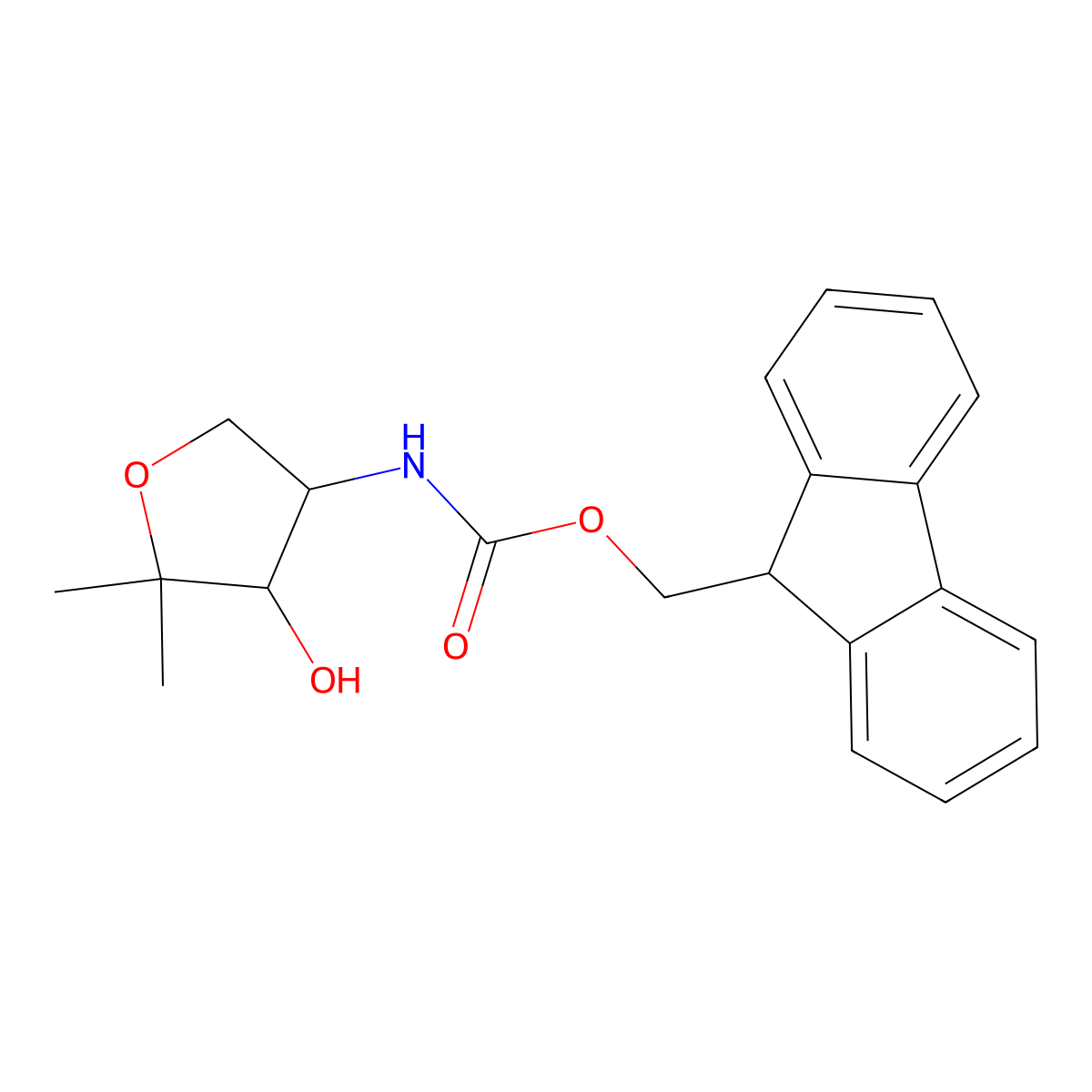rac-(9H-fluoren-9-yl)methyl N-[(3R,4S)-4-hydroxy-5,5-dimethyloxolan-3-yl]carbamate molecular structure, CAS 2764018-39-3