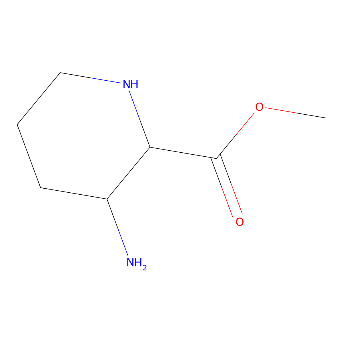 rac-methyl (2R,3S)-3-aminopiperidine-2-carboxylate molecular structure, CAS 2764018-41-7