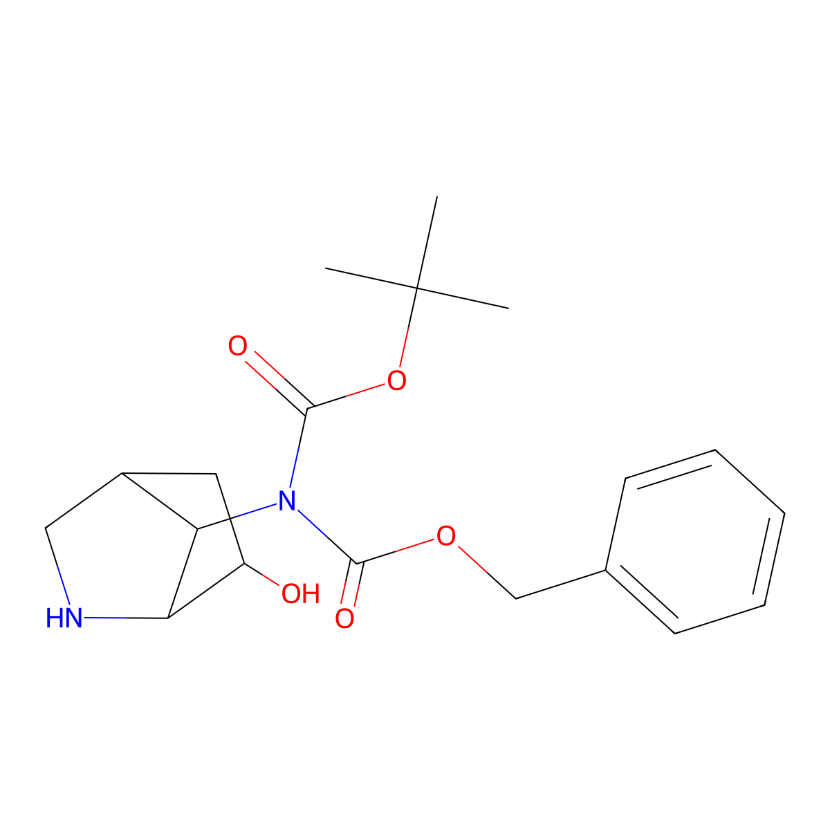 rac-benzyl N-[(tert-butoxy)carbonyl]-N-[(1R,4S,6R,7S)-6-hydroxy-2-azabicyclo[2.2.1]heptan-7-yl]carbamate molecular structure, CAS 2764018-52-0