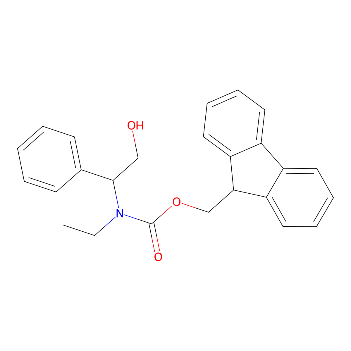 (9H-fluoren-9-yl)methyl N-ethyl-N-(2-hydroxy-1-phenylethyl)carbamate molecular structure, CAS 2764018-54-2