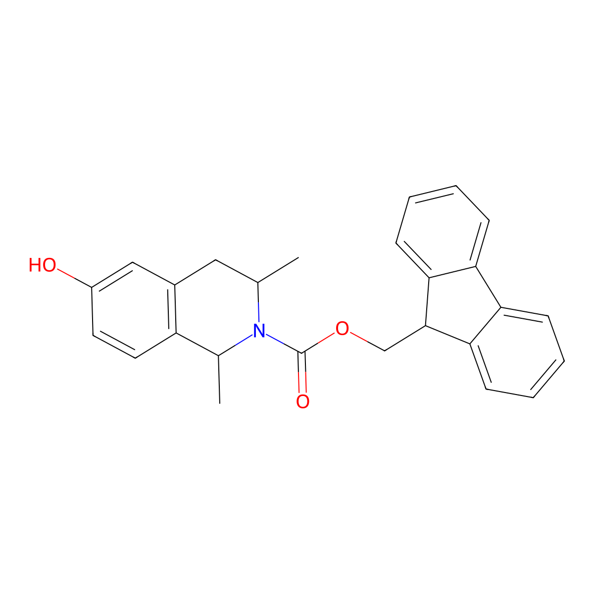 (9H-fluoren-9-yl)methyl 6-hydroxy-1,3-dimethyl-1,2,3,4-tetrahydroisoquinoline-2-carboxylate molecular structure, CAS 2764018-55-3
